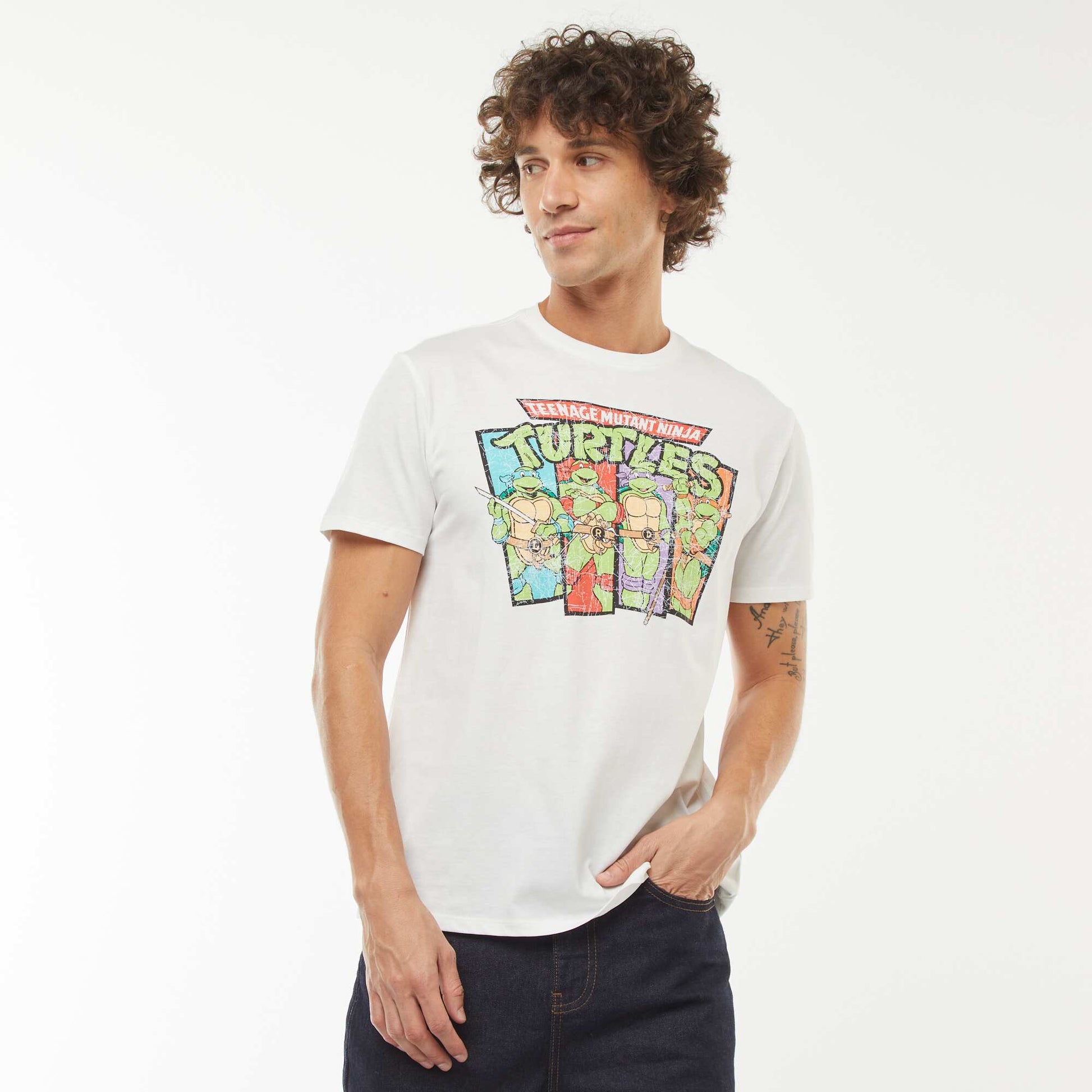 T-shirt 'tortues ninjas' manches courtes BLANC