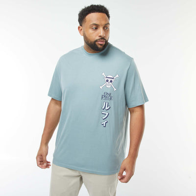 T-shirt 'One Piece' manches courtes imprimé recto-verso BLEU