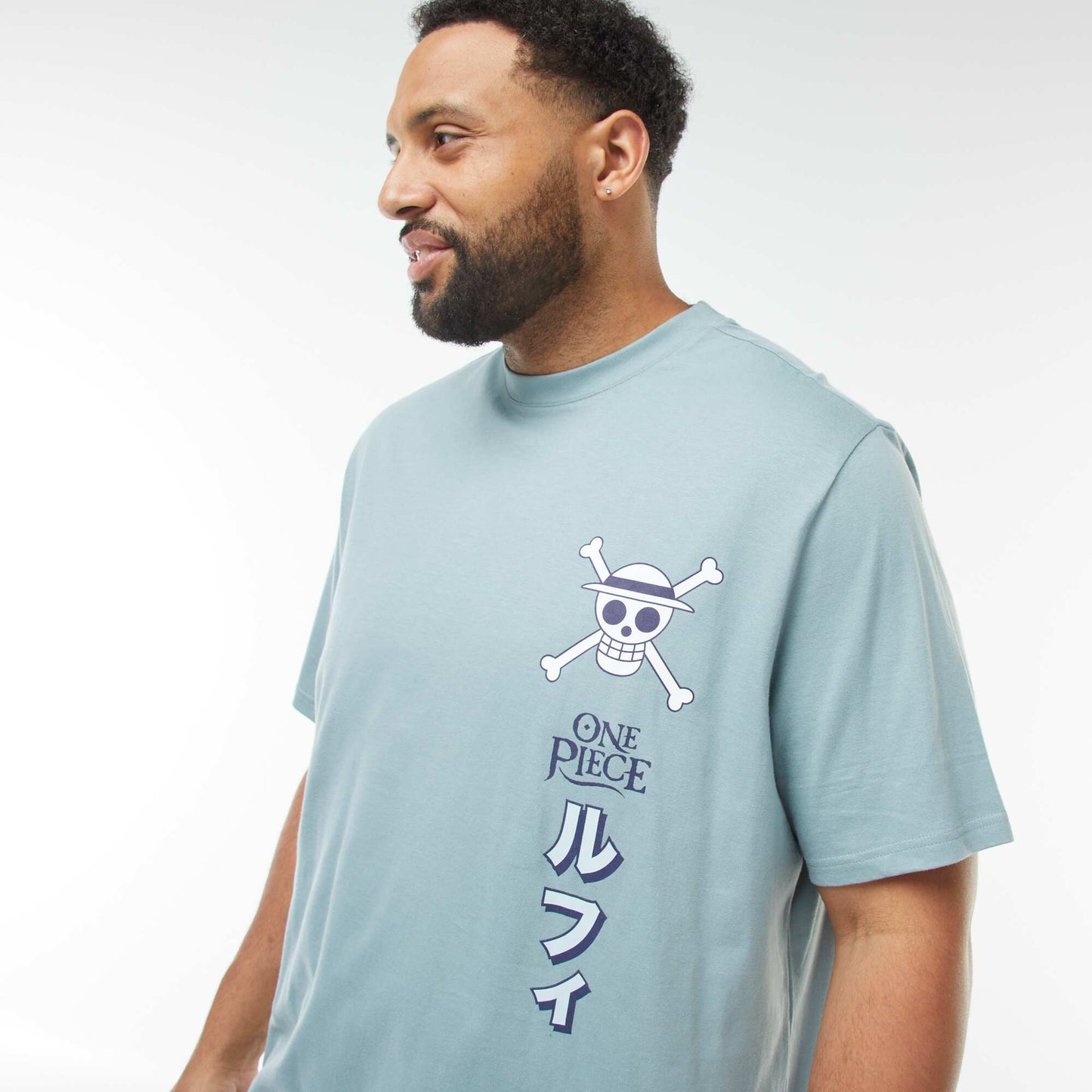 T-shirt 'One Piece' manches courtes imprimé recto-verso BLEU