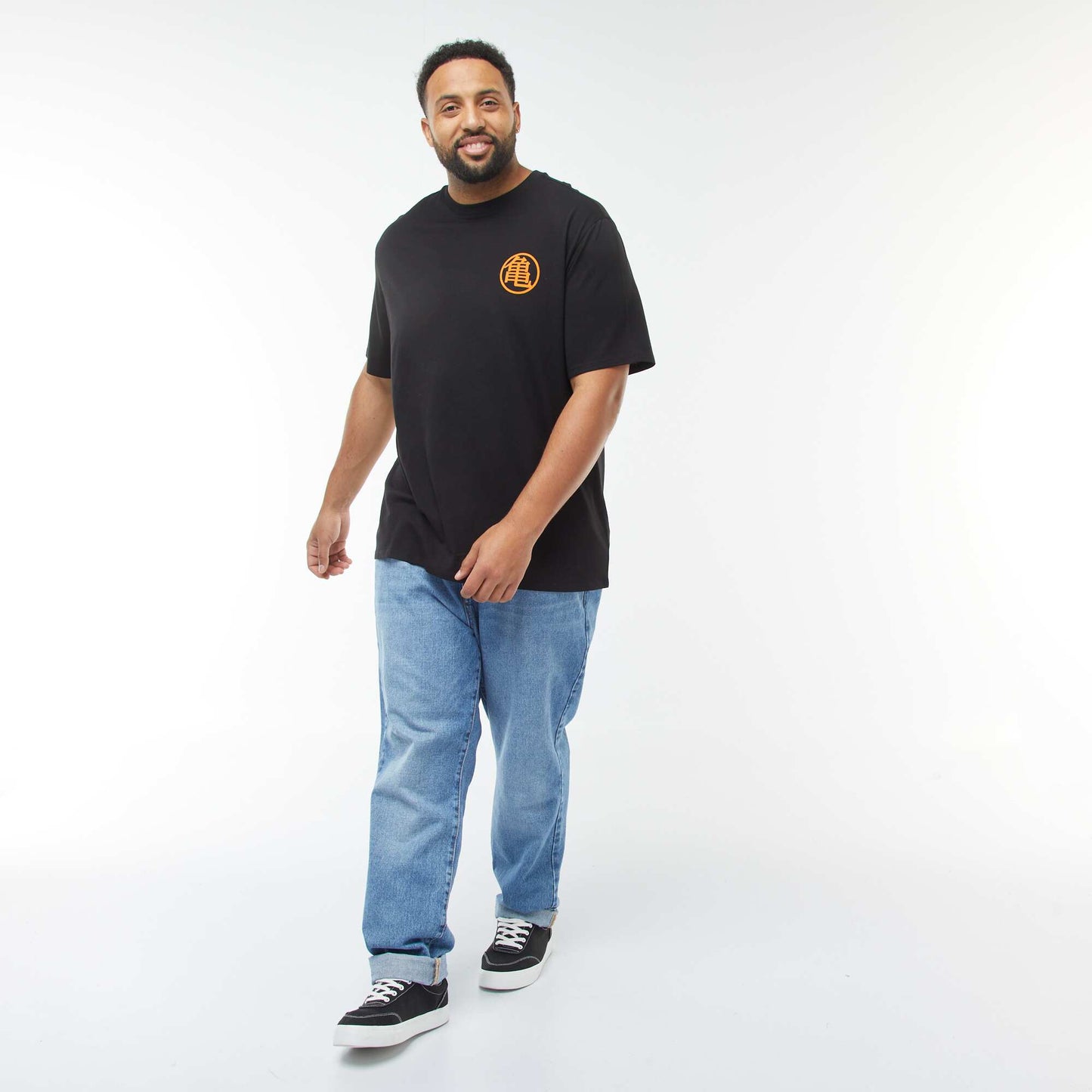 T-shirt 'Dragon Ball' manches courtes et imprimé recto/verso NOIR