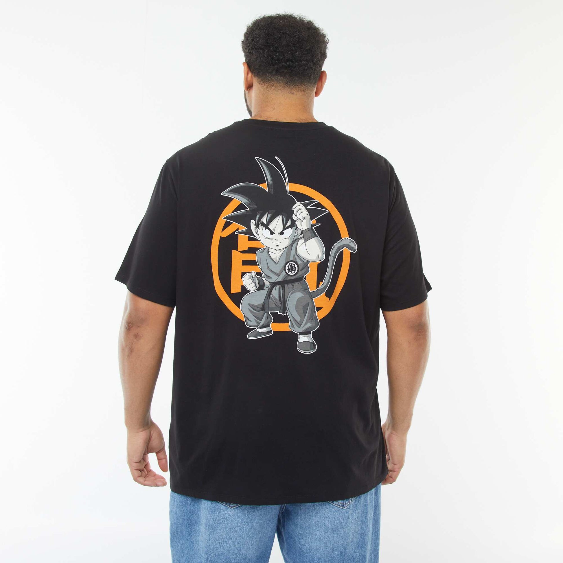 T-shirt 'Dragon Ball' manches courtes et imprimé recto/verso NOIR