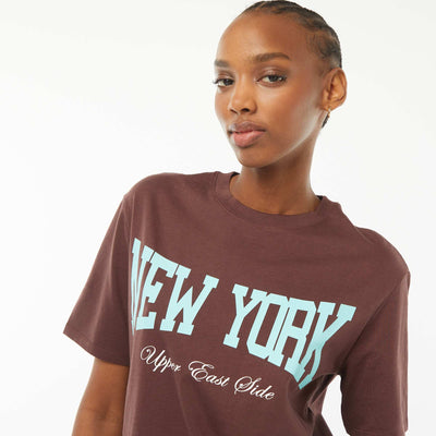 T-shirt manches courtes imprimé MARRON