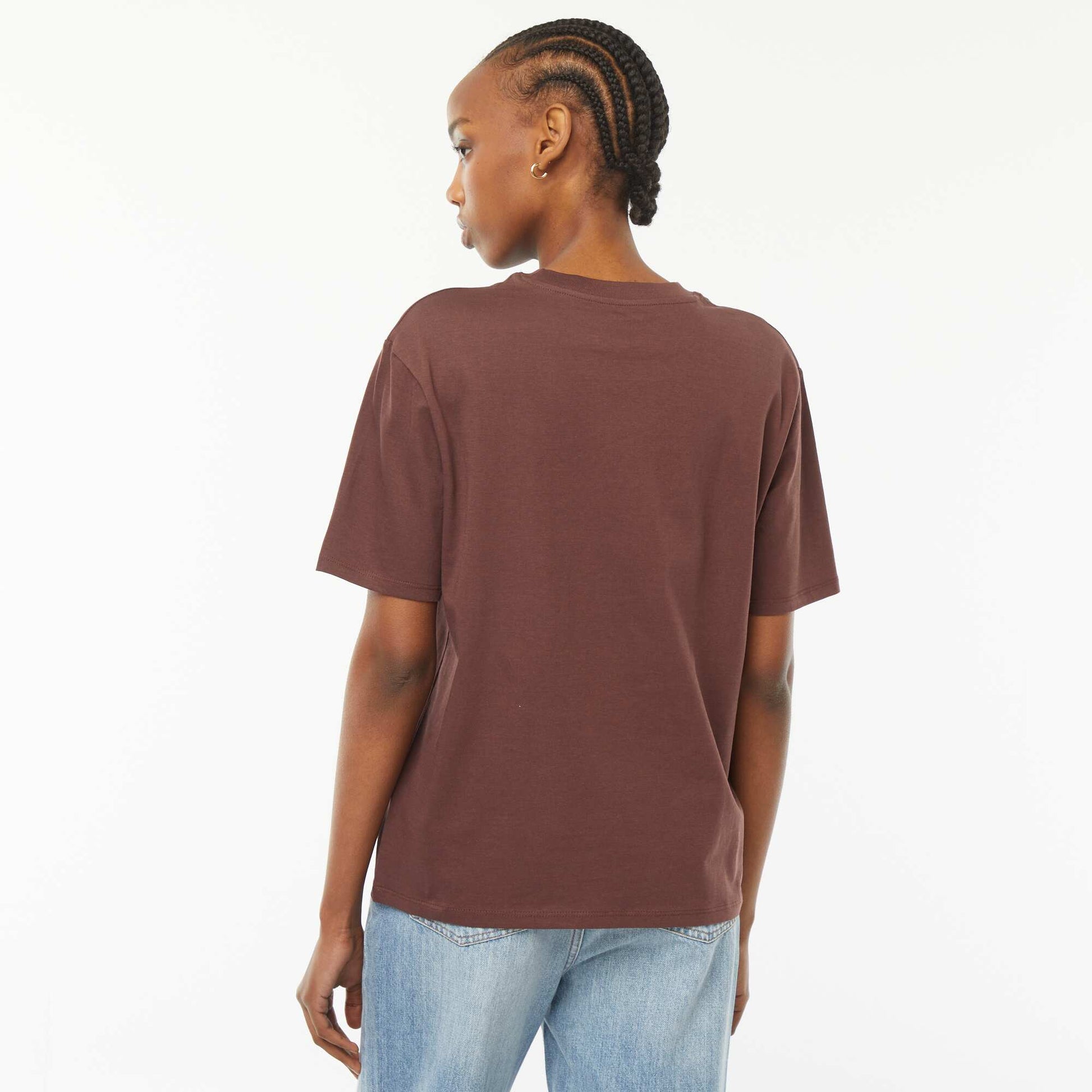 T-shirt manches courtes imprimé MARRON