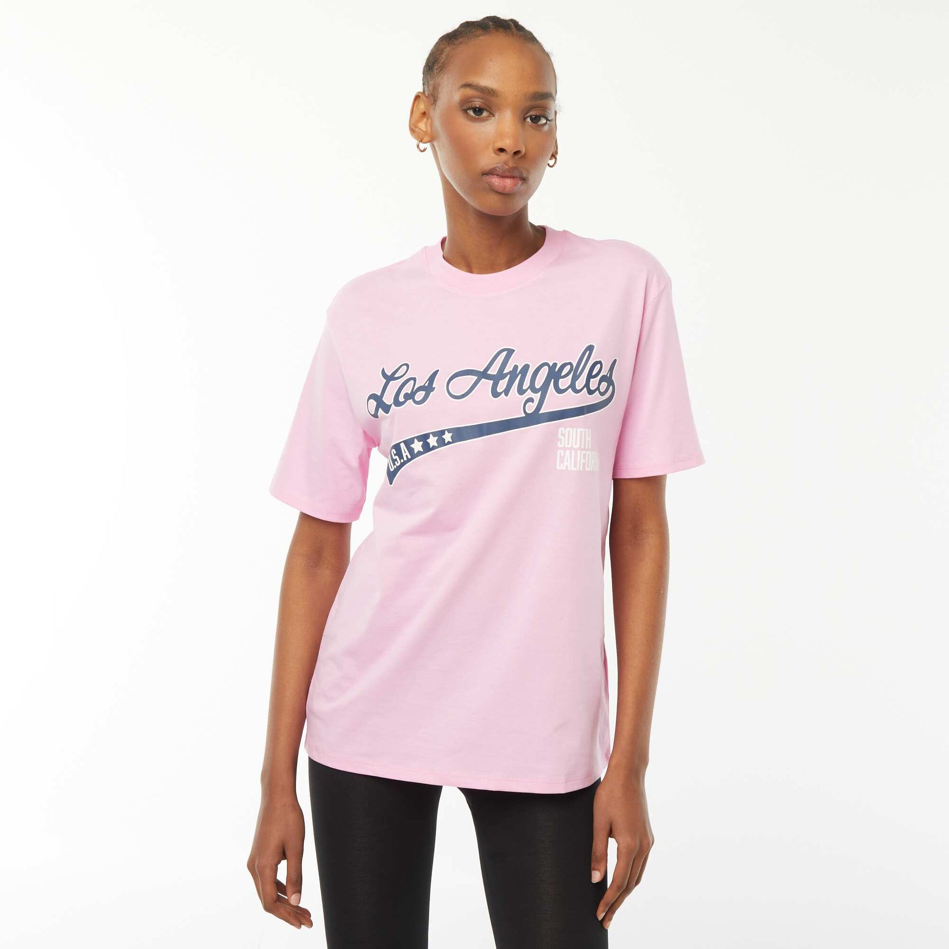 T-shirt manches courtes imprimé ROSE