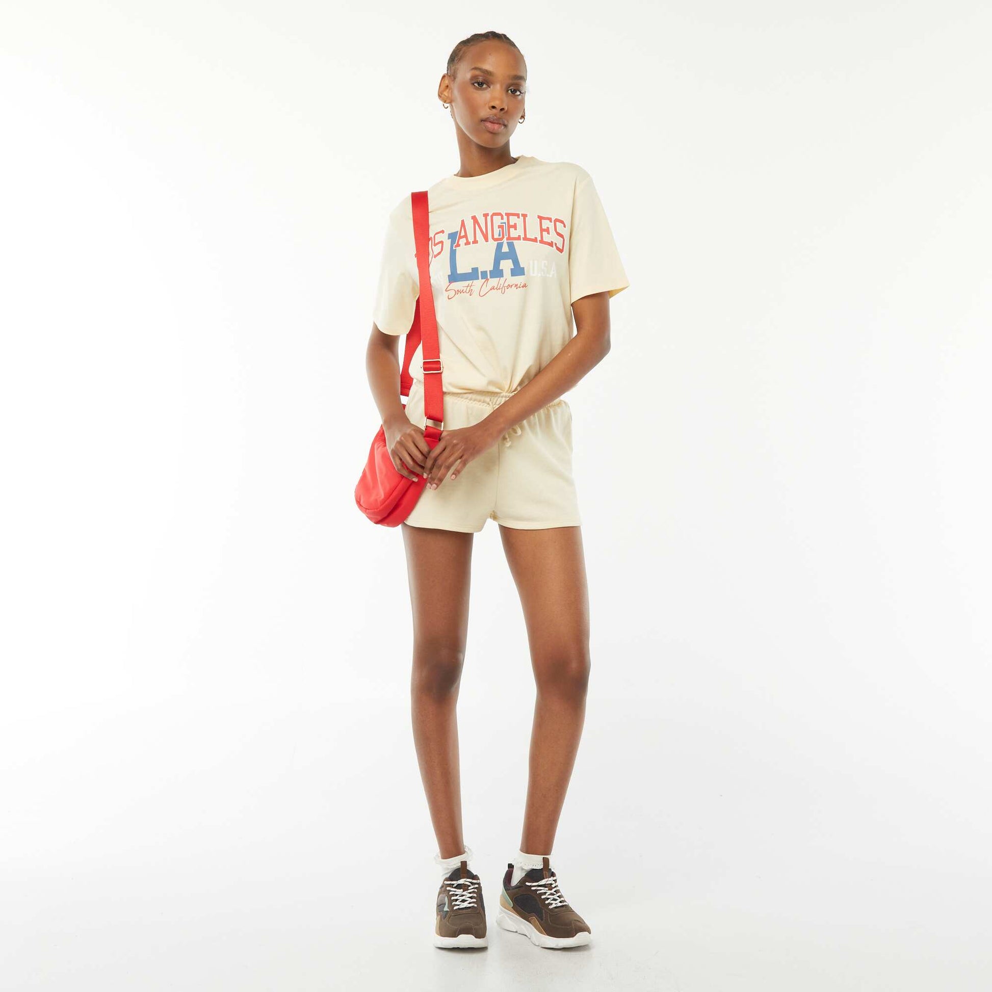 T-shirt manches courtes imprimé JAUNE