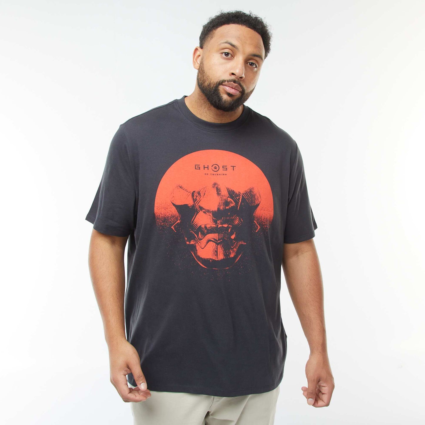 T-shirt imprimé recto-verso à manches courtes 'Ghost of Tsushima' NOIR