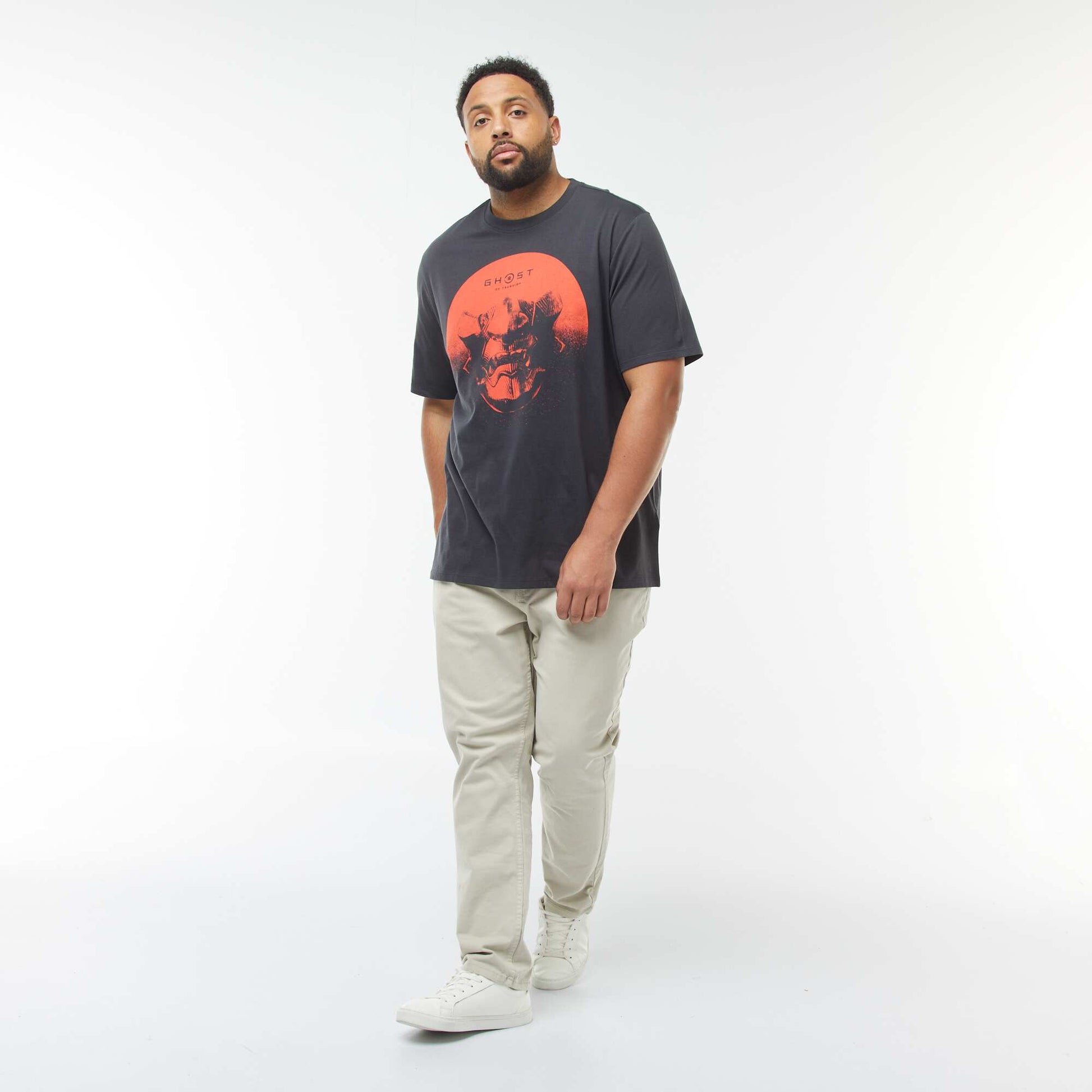 T-shirt imprimé recto-verso à manches courtes 'Ghost of Tsushima' NOIR