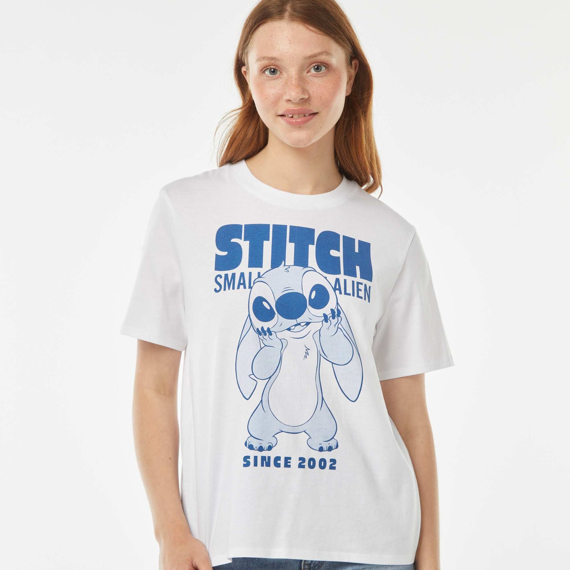 Tee-shirt imprimé 'Lilo & Stitch' 'Disney' manches courtes BLANC