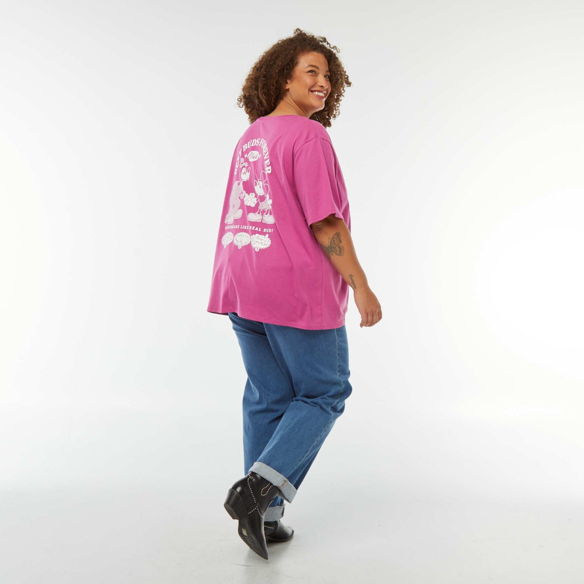 Tee-shirt imprimé 'Mickey' et 'Pluto' ROSE