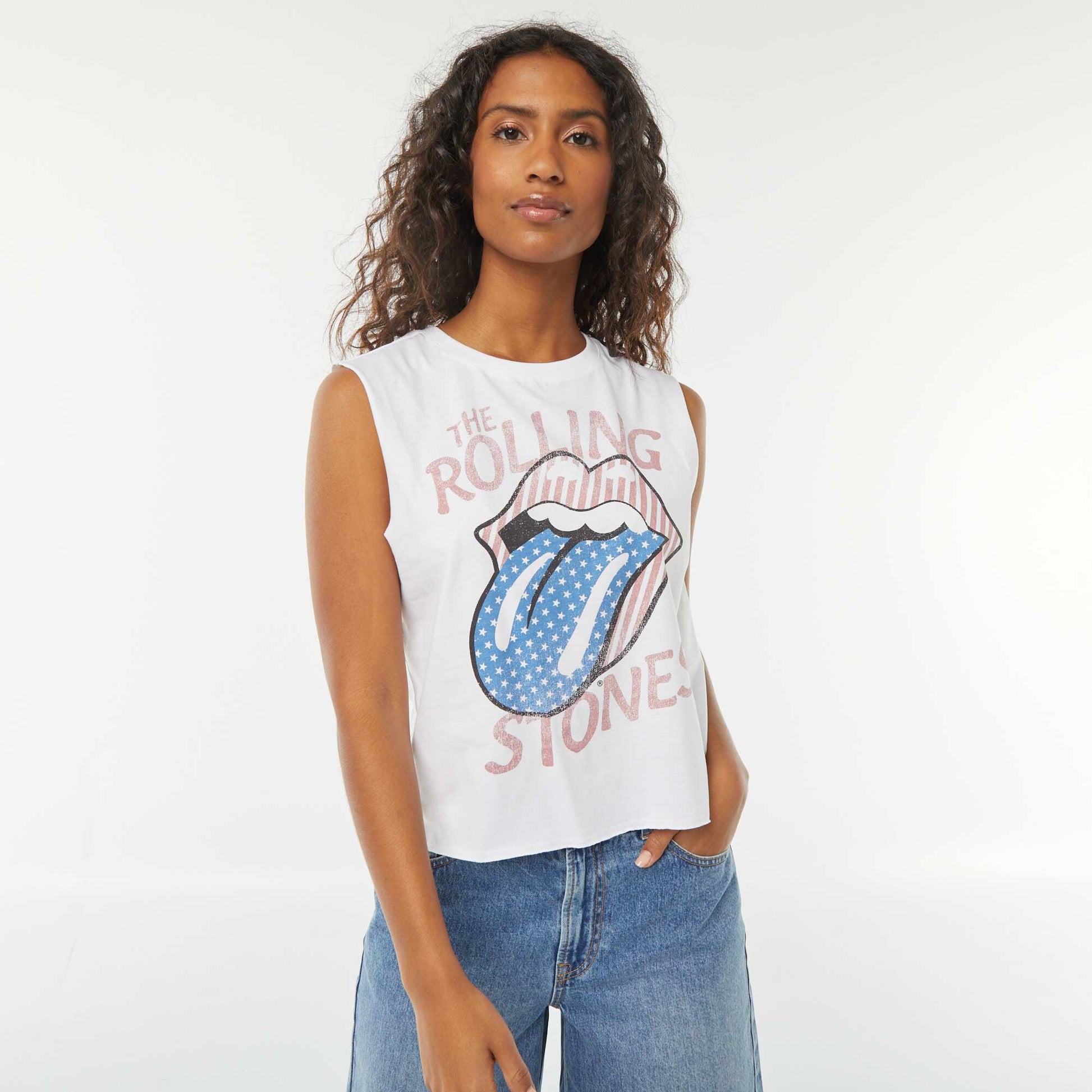 T-shirt sans manches 'Rolling Stones' BLANC