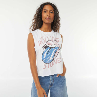 T-shirt sans manches 'Rolling Stones' BLANC