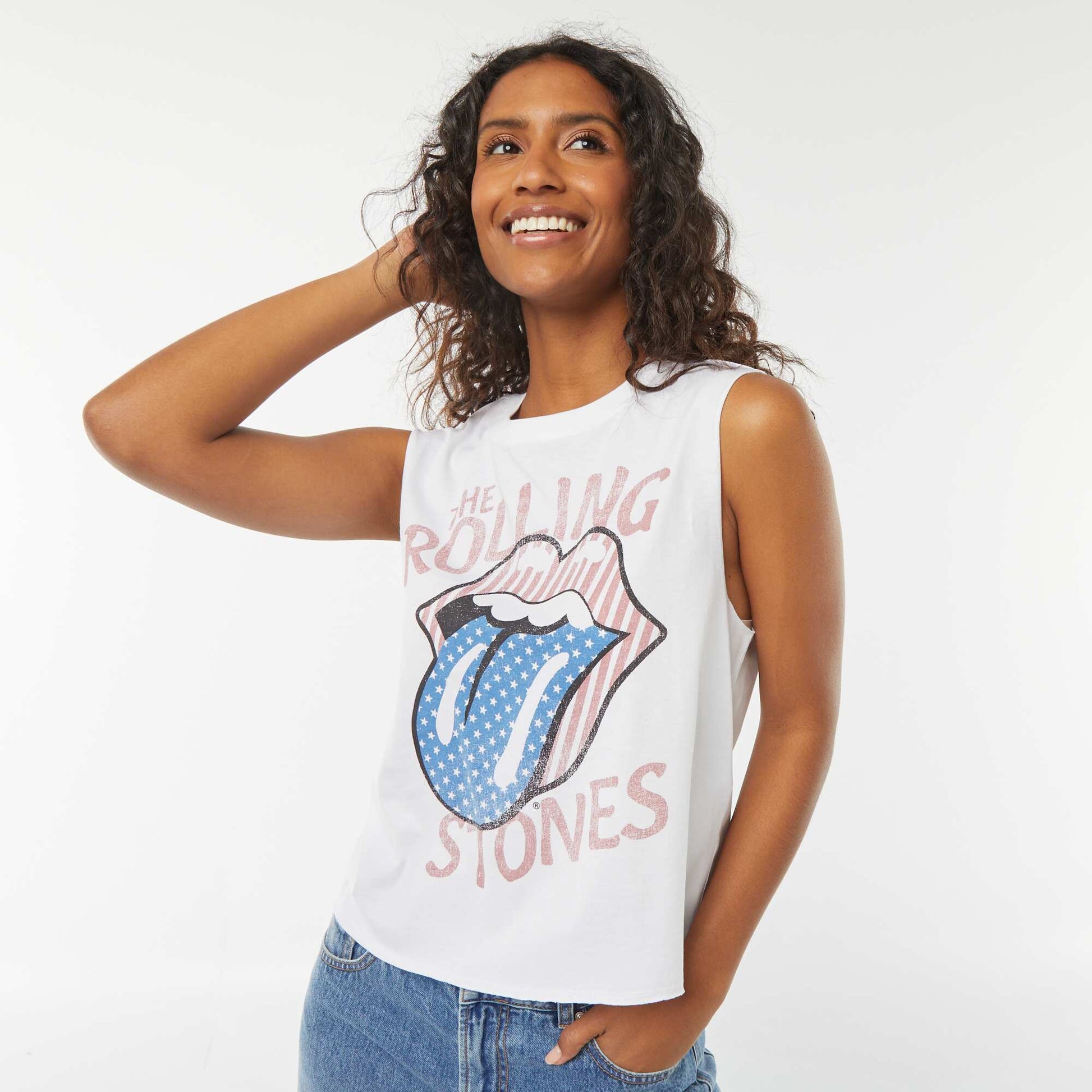 T-shirt sans manches 'Rolling Stones' BLANC
