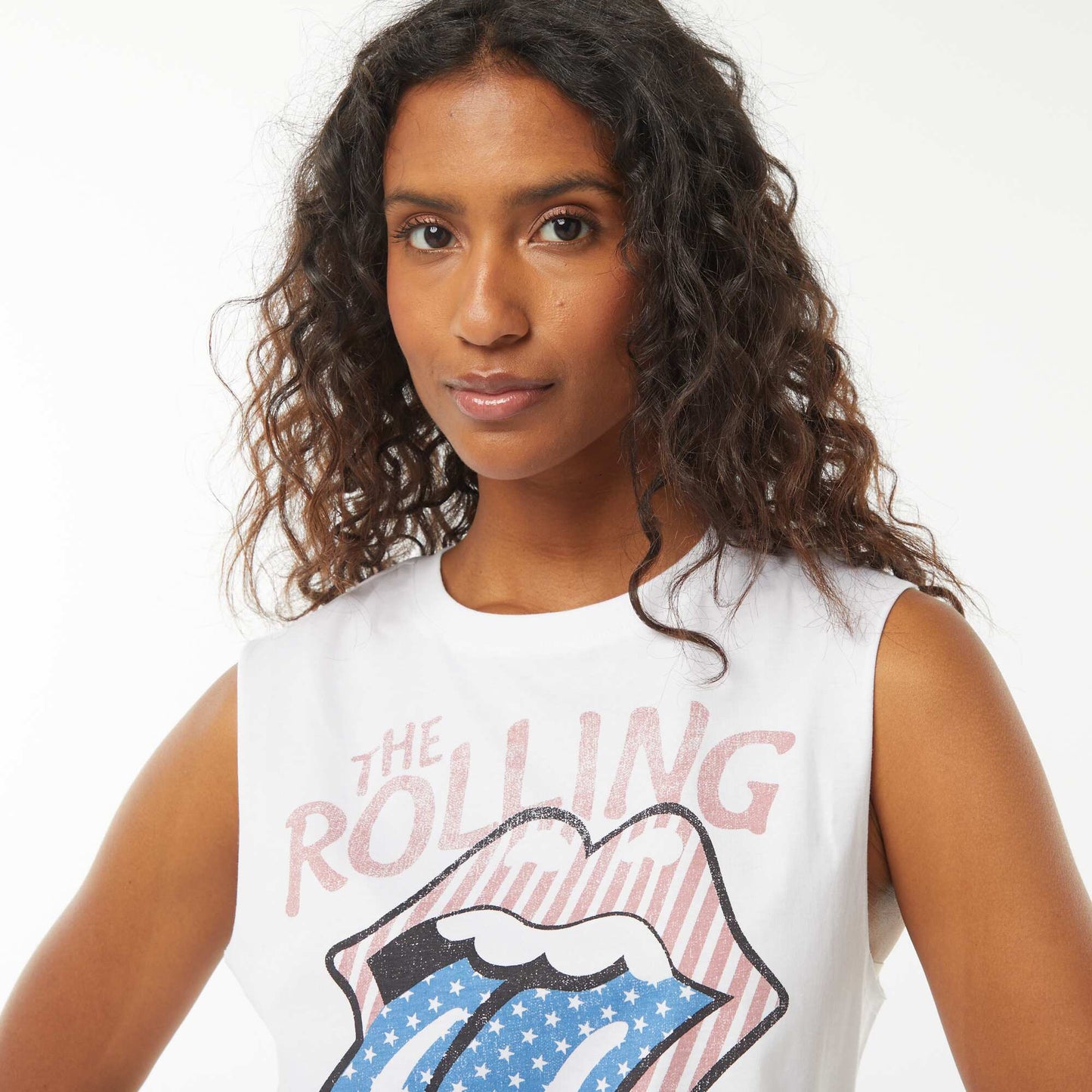 T-shirt sans manches 'Rolling Stones' BLANC