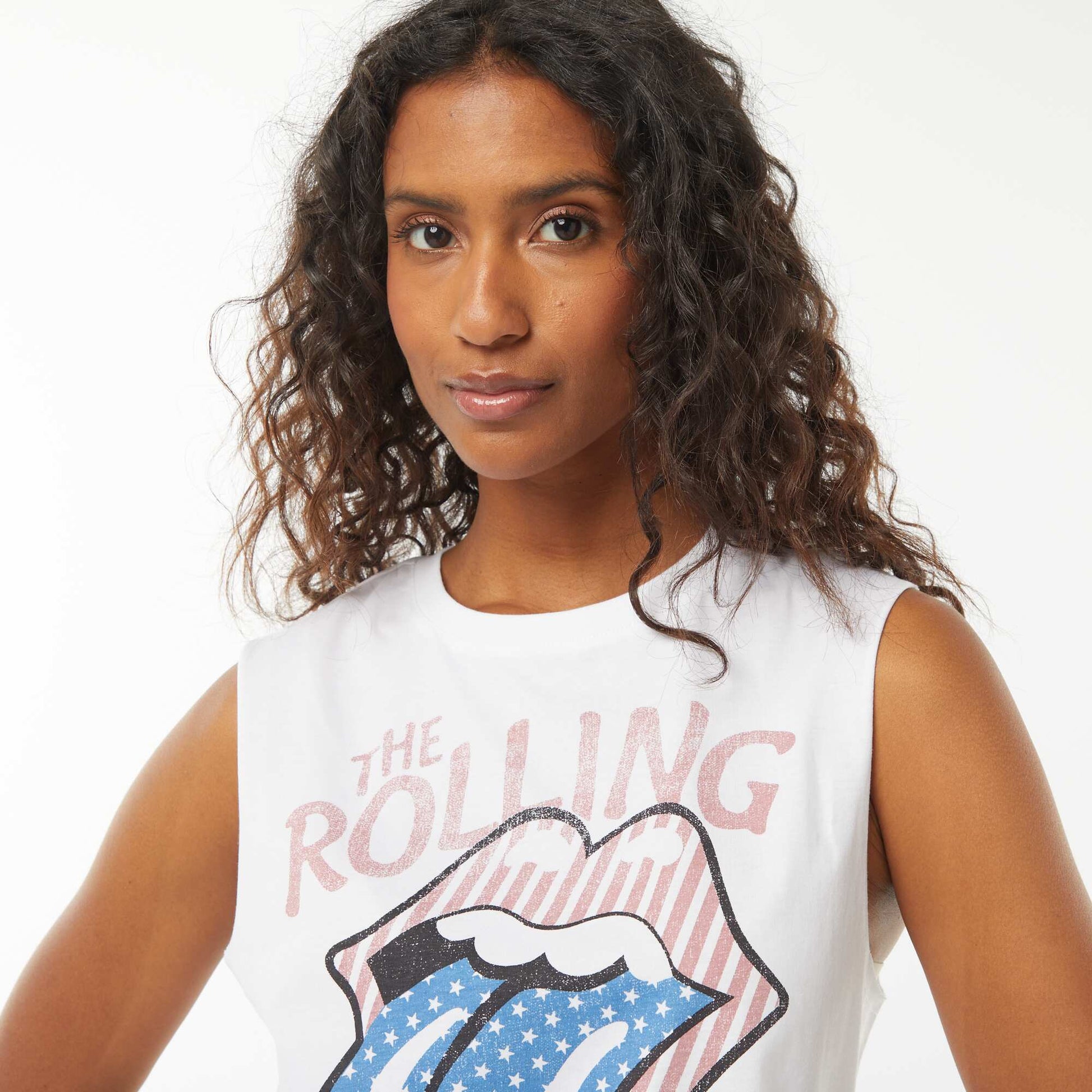 T-shirt sans manches 'Rolling Stones' BLANC