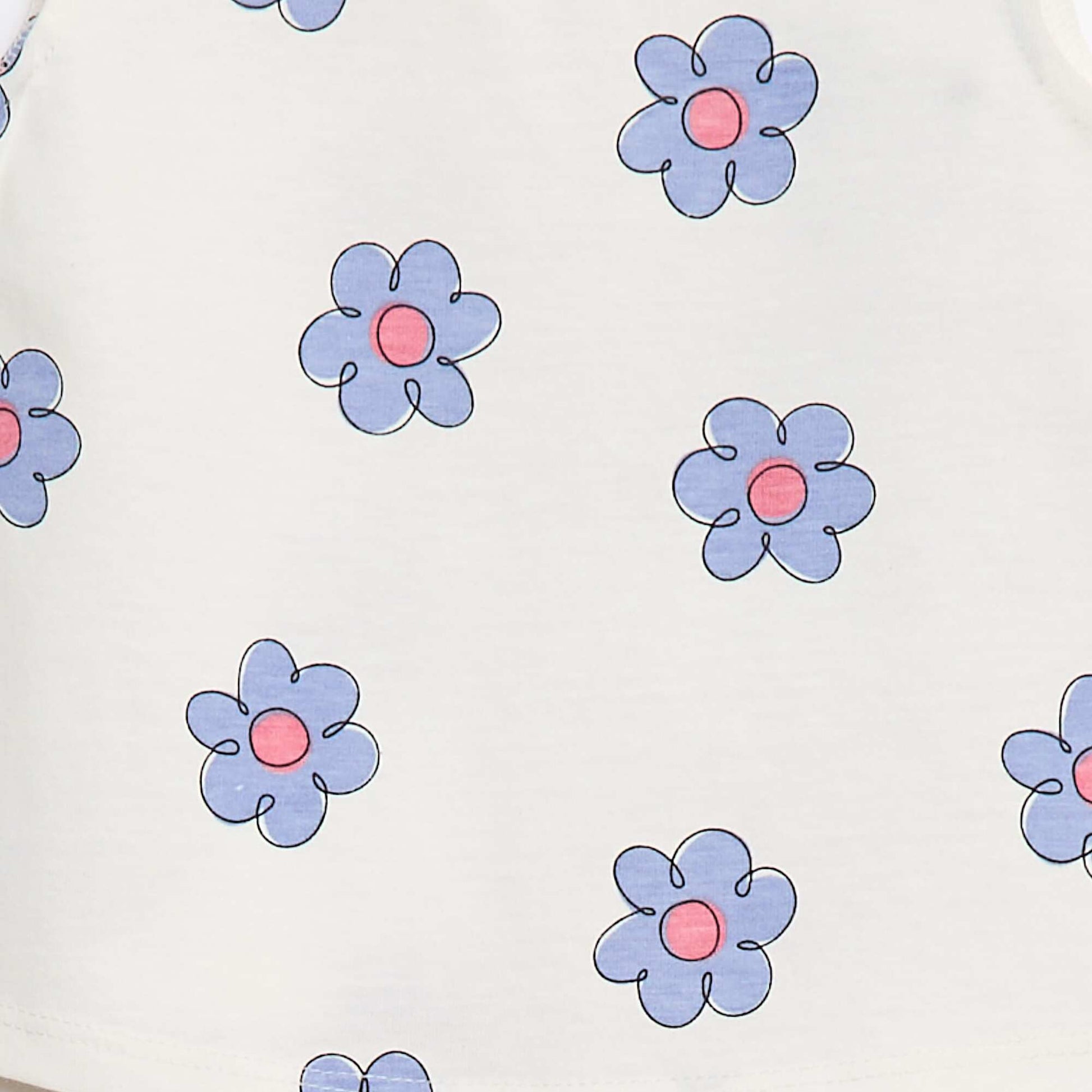T-shirt à motif avec emmanchures volantées BLANC