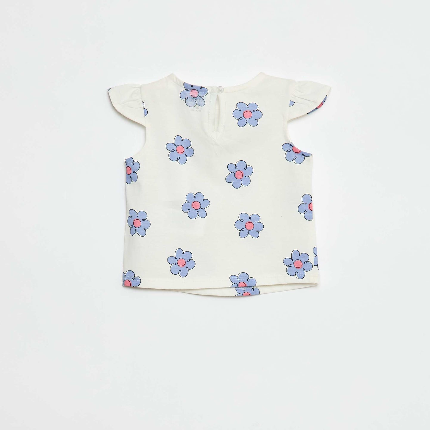 T-shirt à motif avec emmanchures volantées BLANC