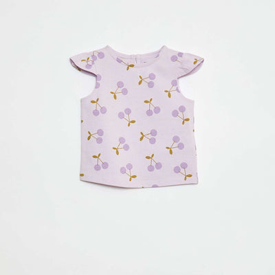 T-shirt à motif avec emmanchures volantées VIOLET
