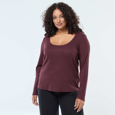 Tee-shirt manches longues en rib côtelé VIOLET
