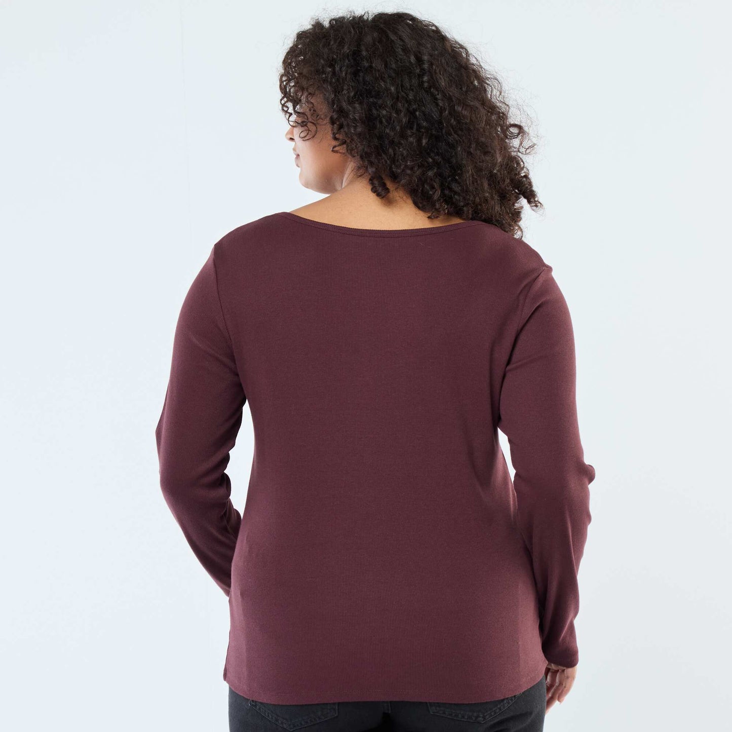 Tee-shirt manches longues en rib côtelé VIOLET