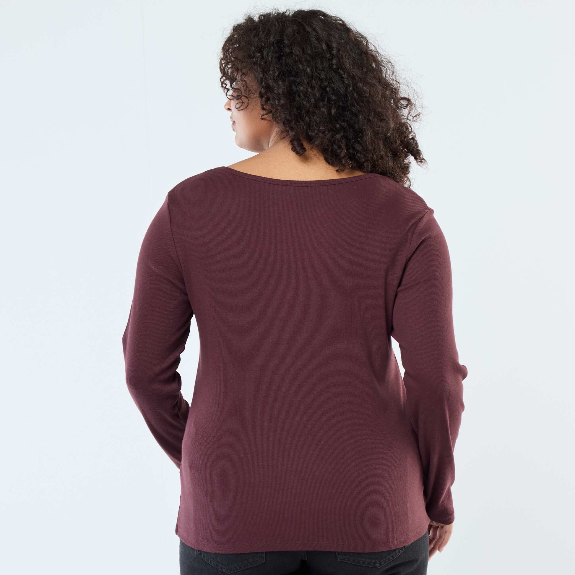 Tee-shirt manches longues en rib côtelé VIOLET