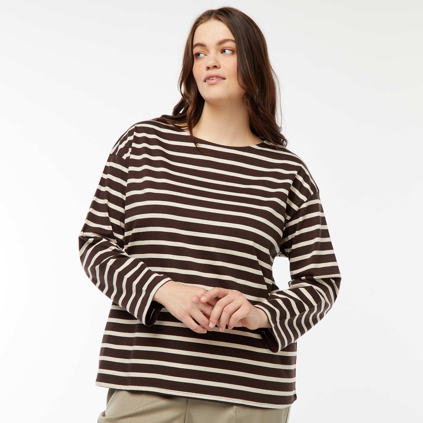 Tee-shirt marinière oversize MARRON