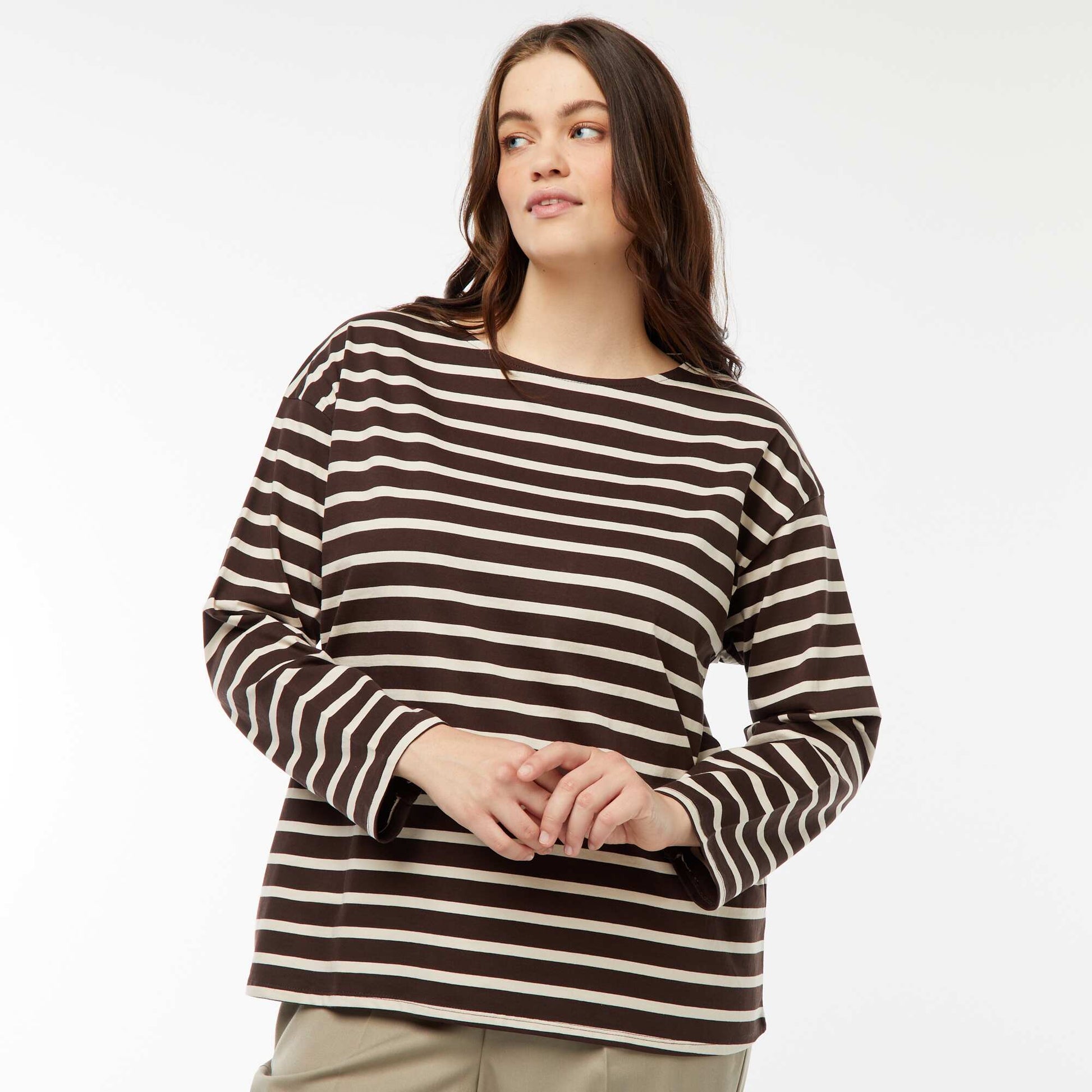 Tee-shirt marinière oversize MARRON