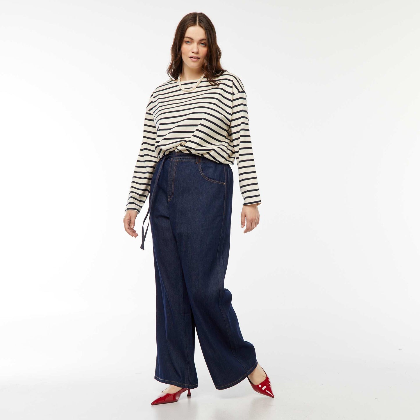 Tee-shirt marinière oversize BLANC