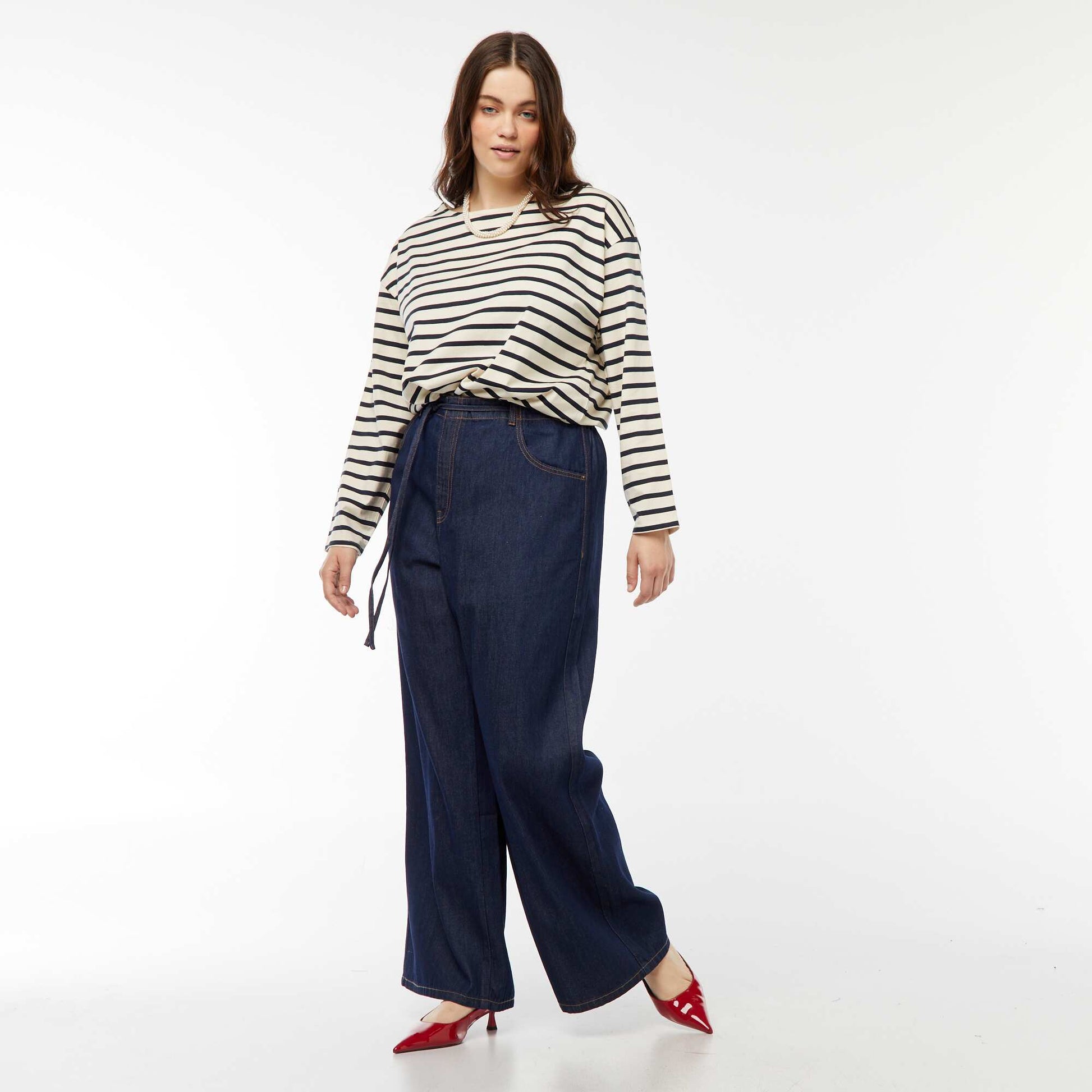 Tee-shirt marinière oversize BLANC
