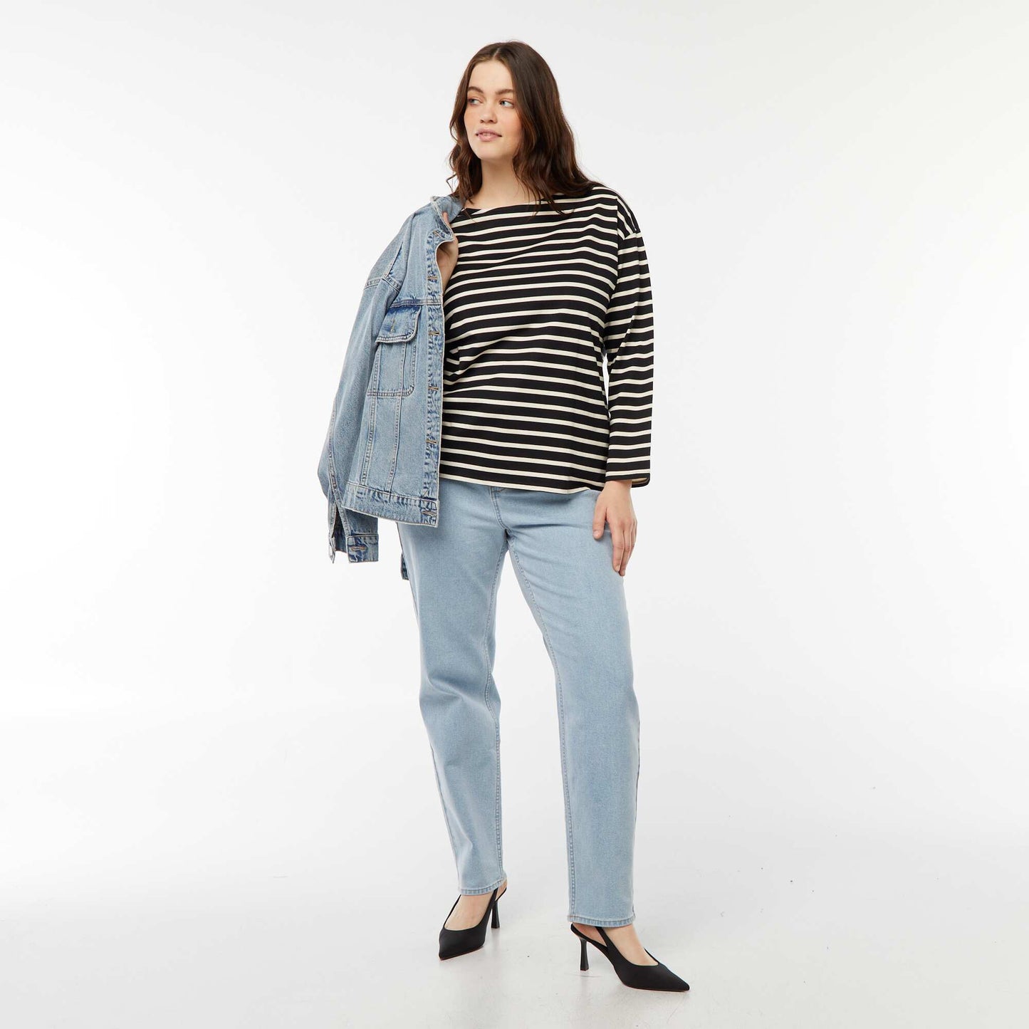 Tee-shirt marinière oversize NOIR