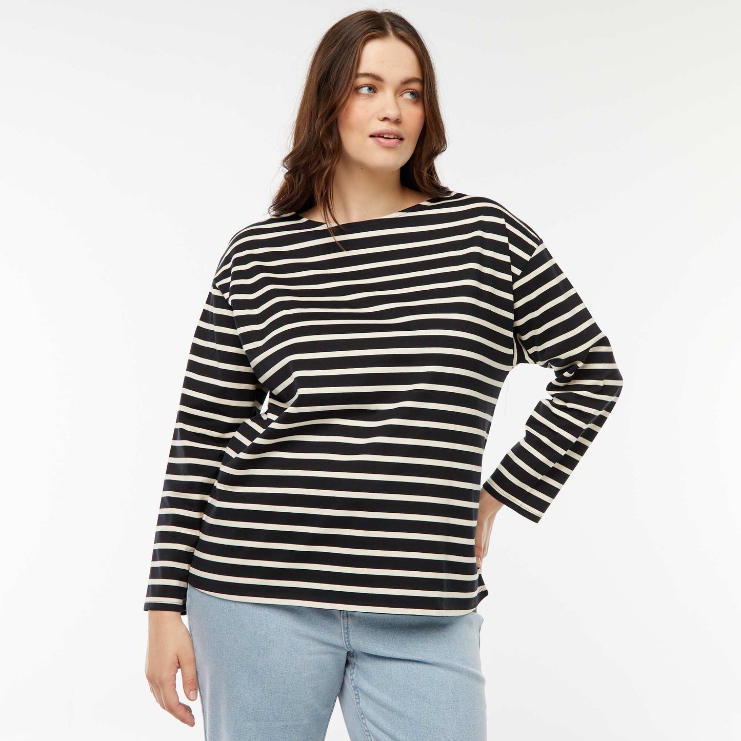 Tee-shirt marinière oversize NOIR