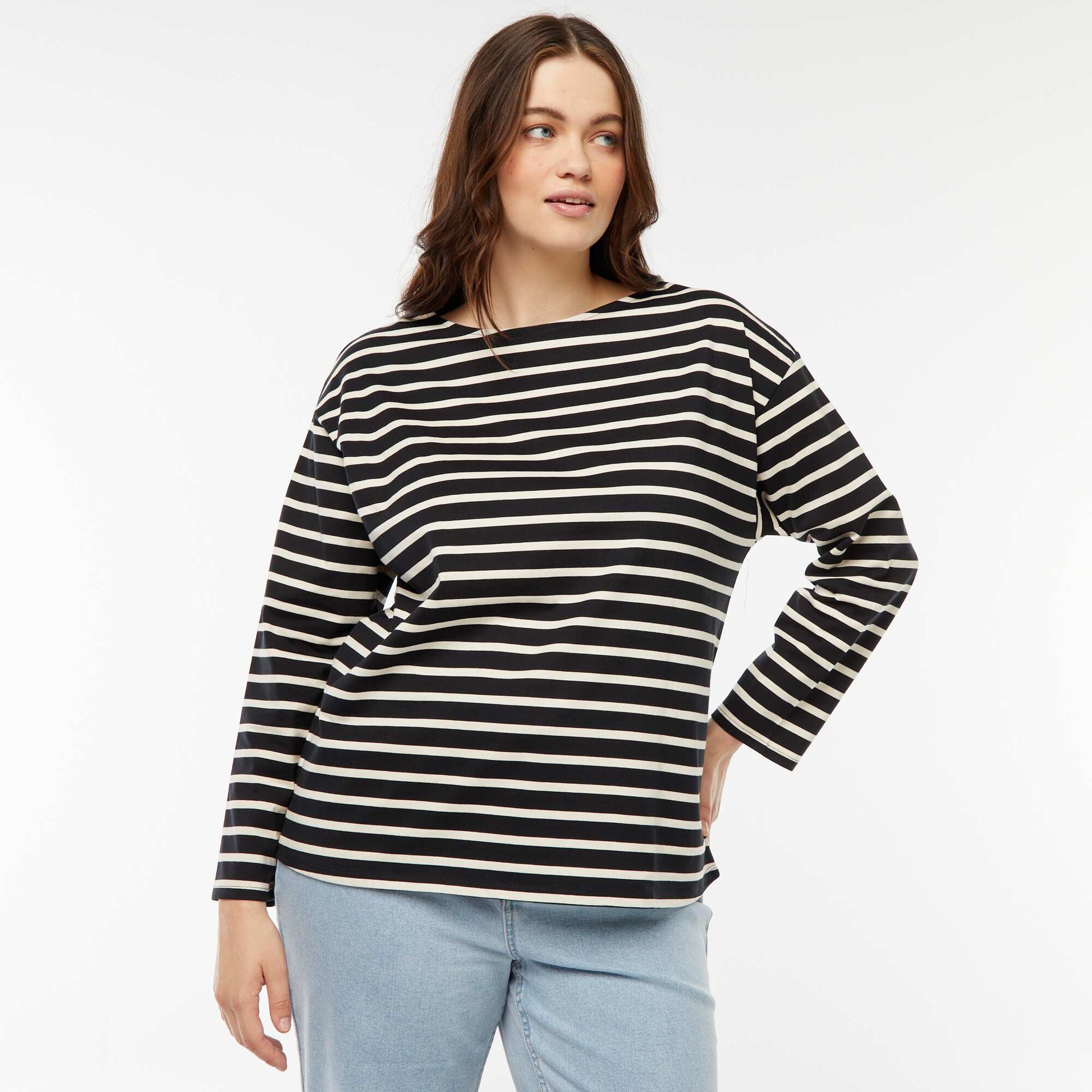 Tee-shirt marinière oversize NOIR