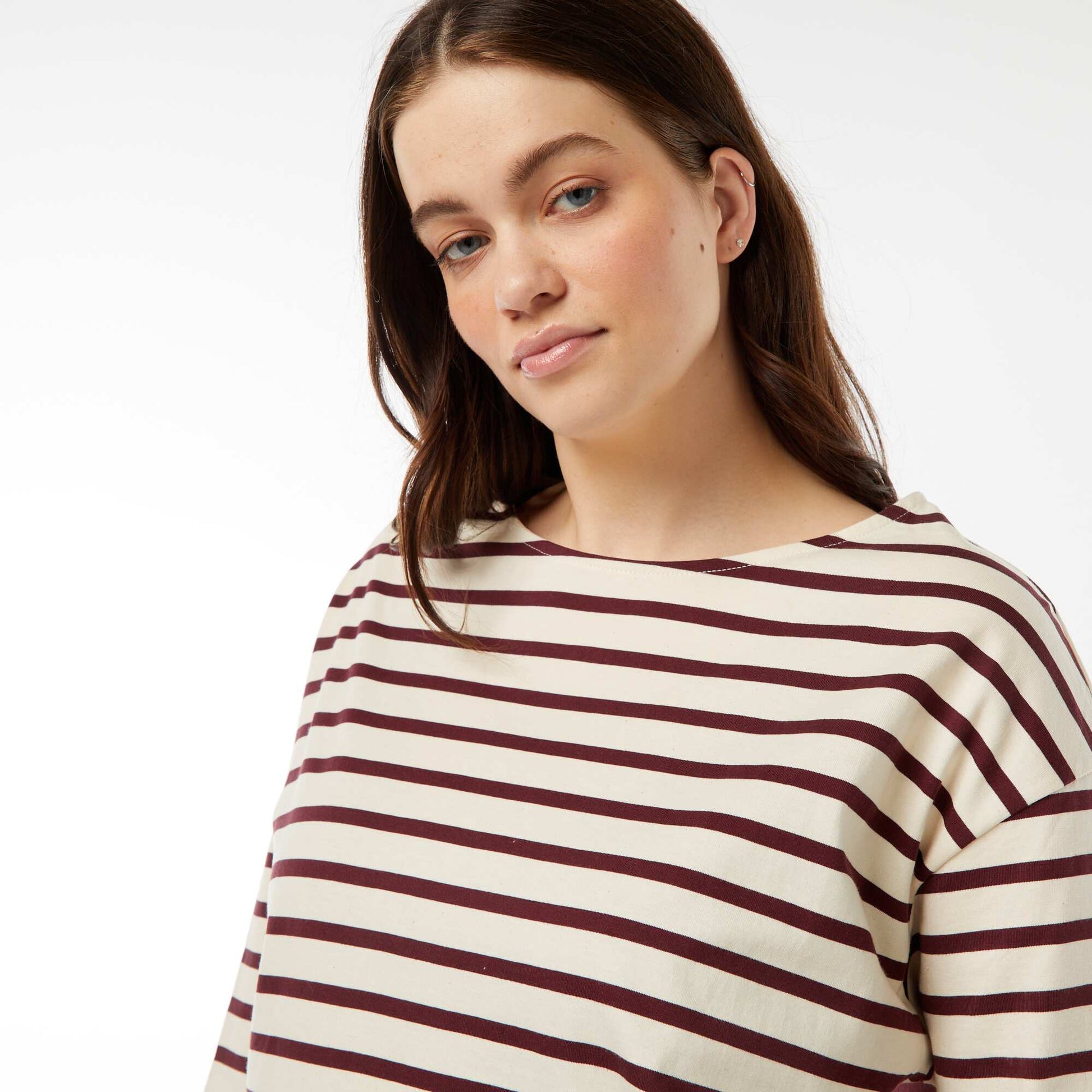 Tee-shirt marinière oversize BORDEAUX