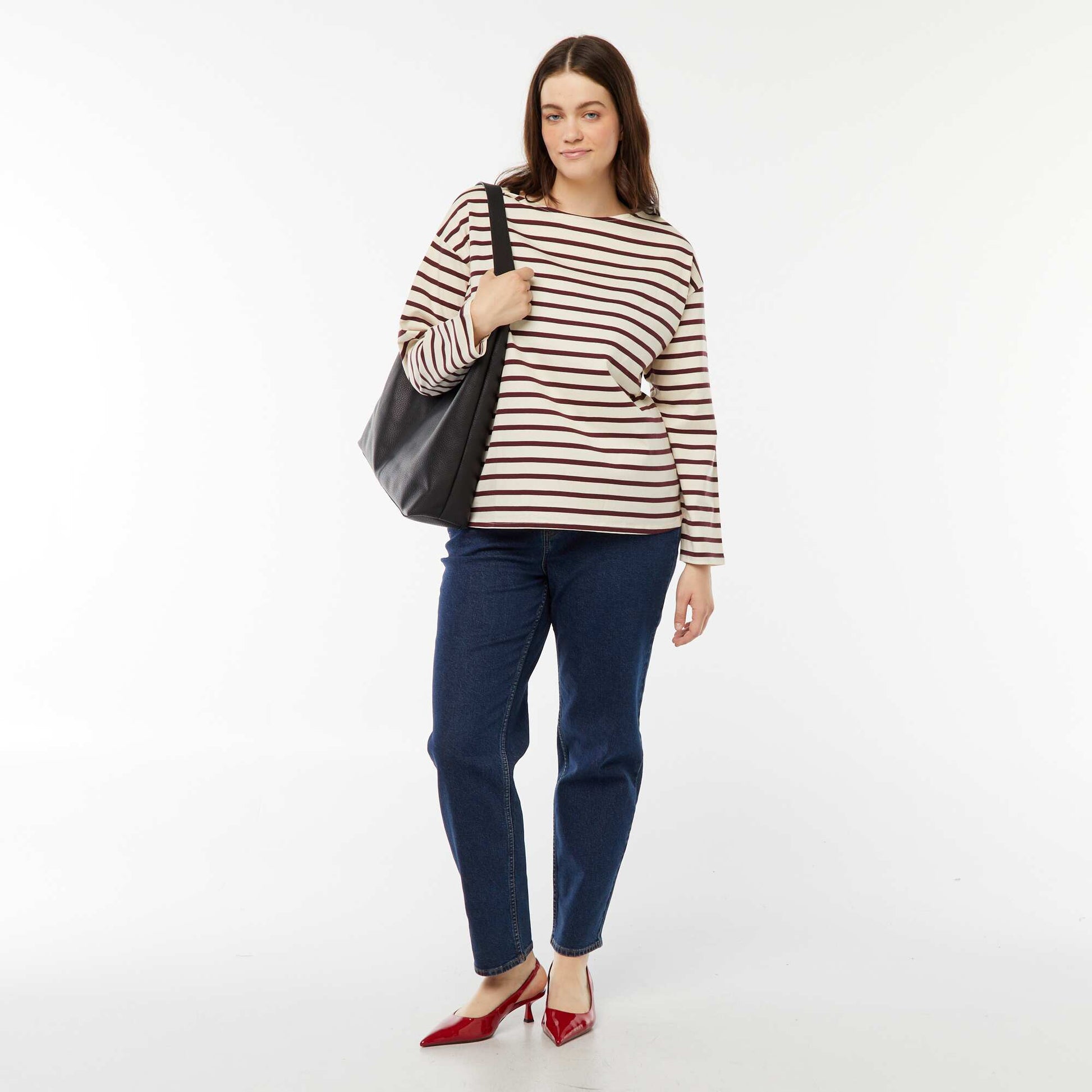 Tee-shirt marinière oversize BORDEAUX