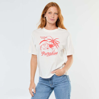 T-shirt en jersey 'Noël' imprimé à manches courte BLANC