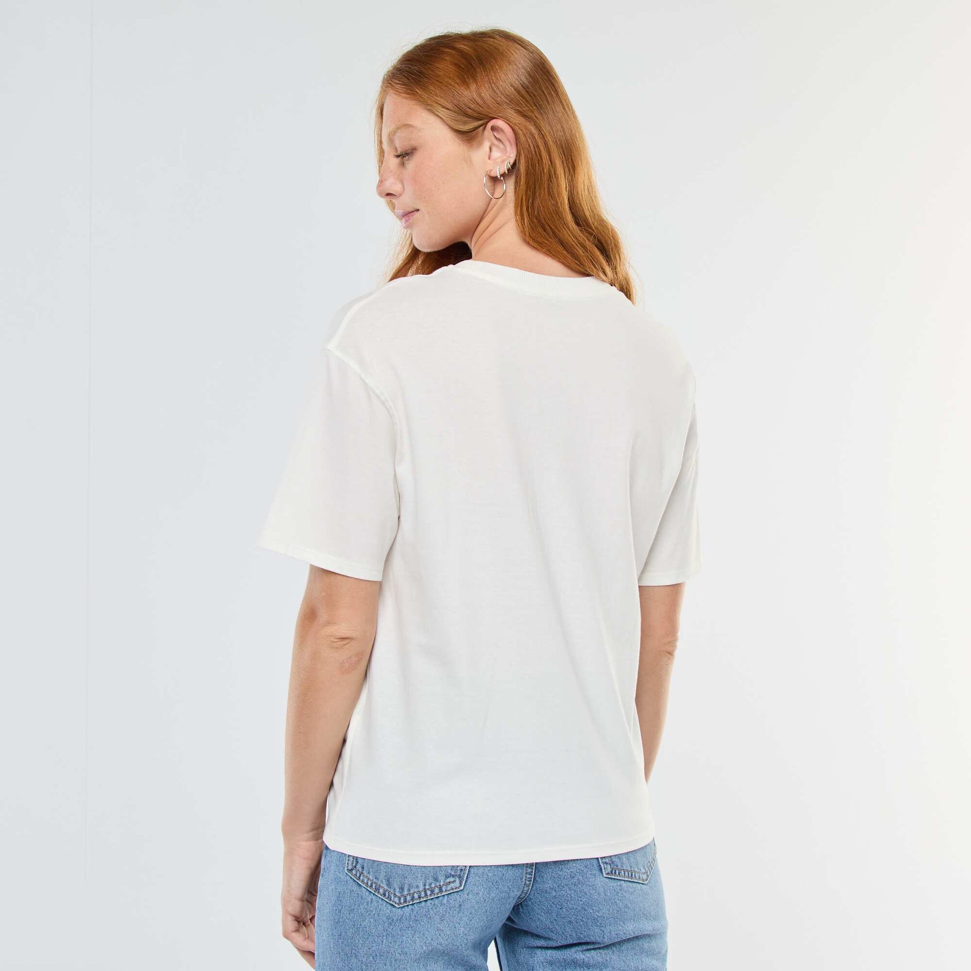 T-shirt en jersey 'Noël' imprimé à manches courte BLANC
