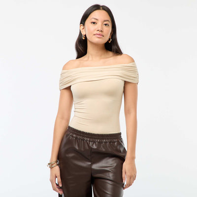 Top stretch col bardot BEIGE