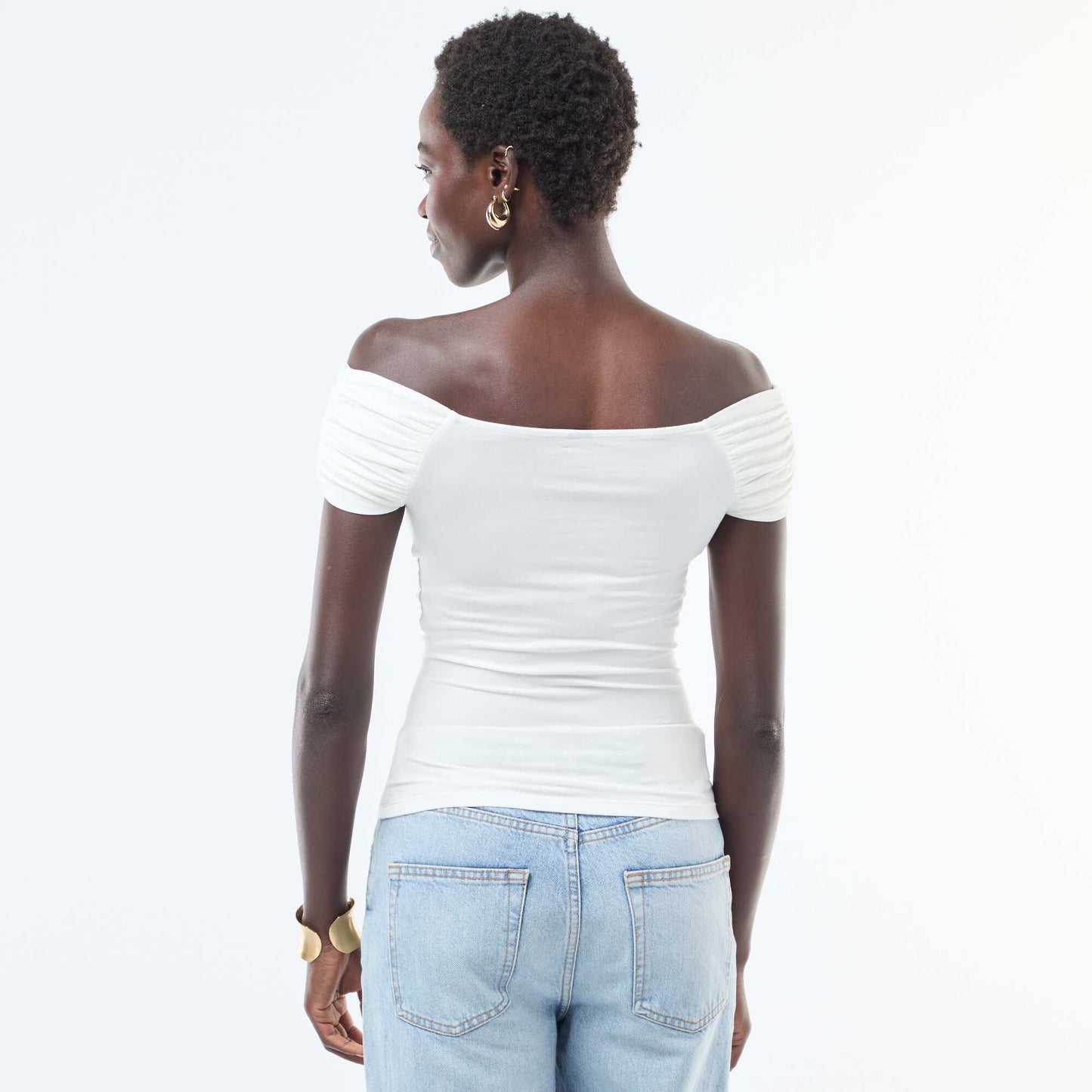 Top stretch col bardot BEIGE
