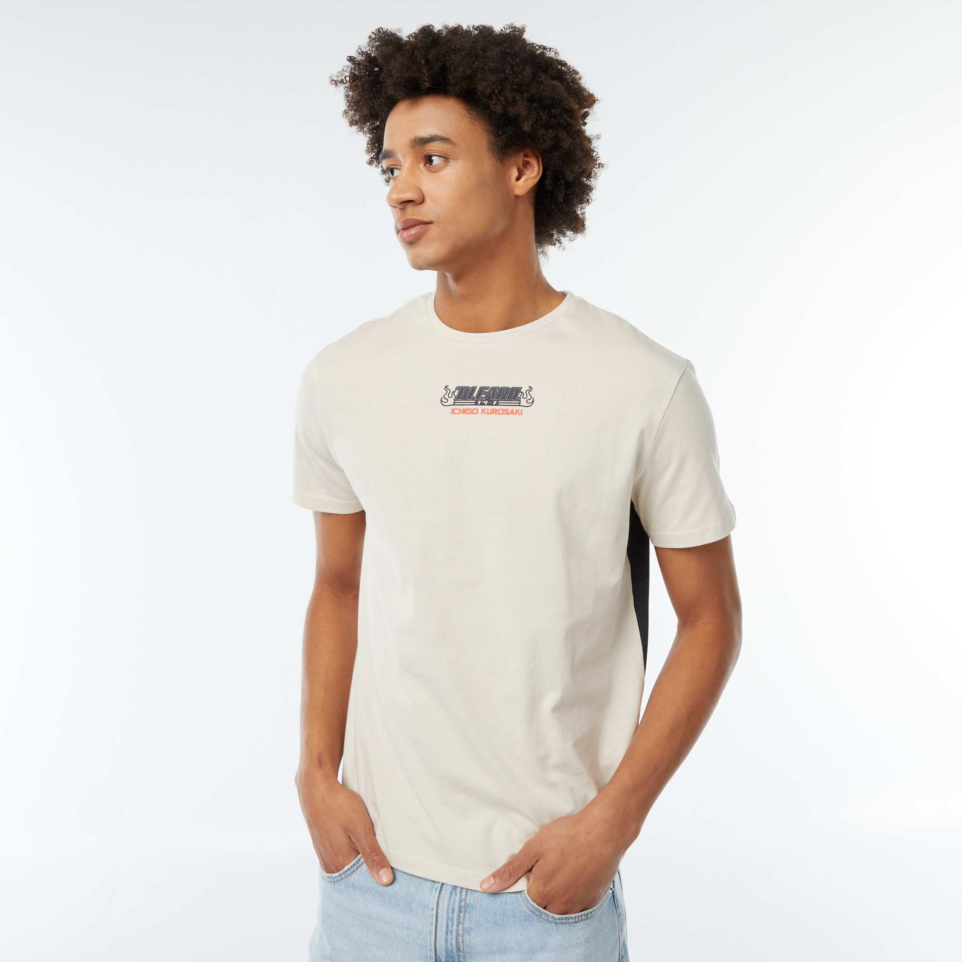 Tee-shirt imprimé 'Bleach' manches courtes GRIS