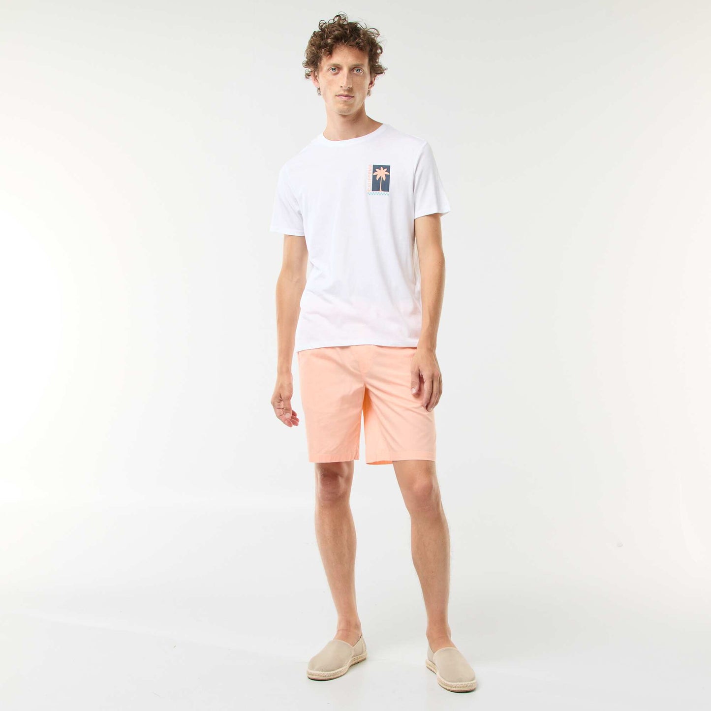 T-shirt manches courtes imprimé recto-verso 'Surf' BLANC