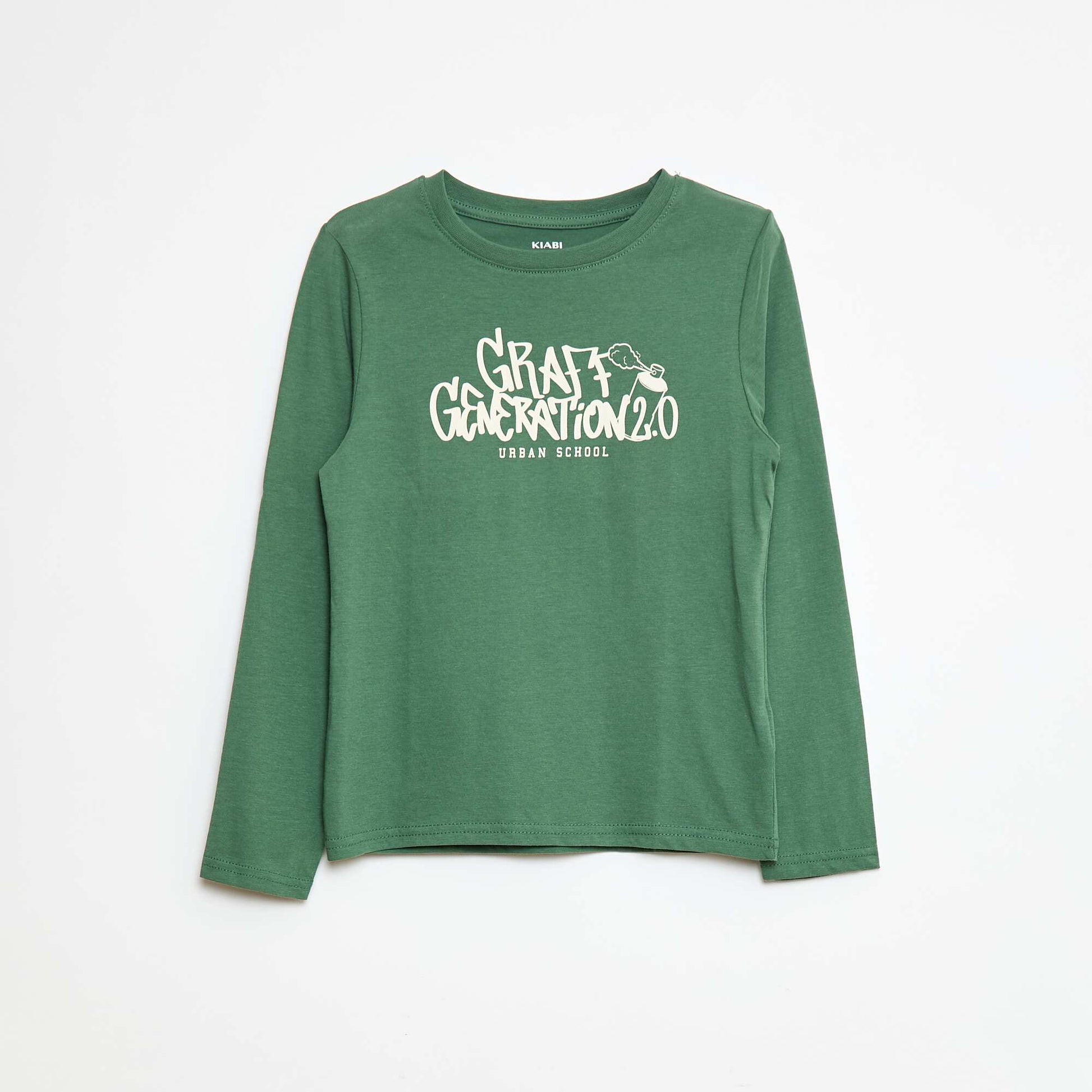 T-shirt imprimé fantaisie à manches longues VERT