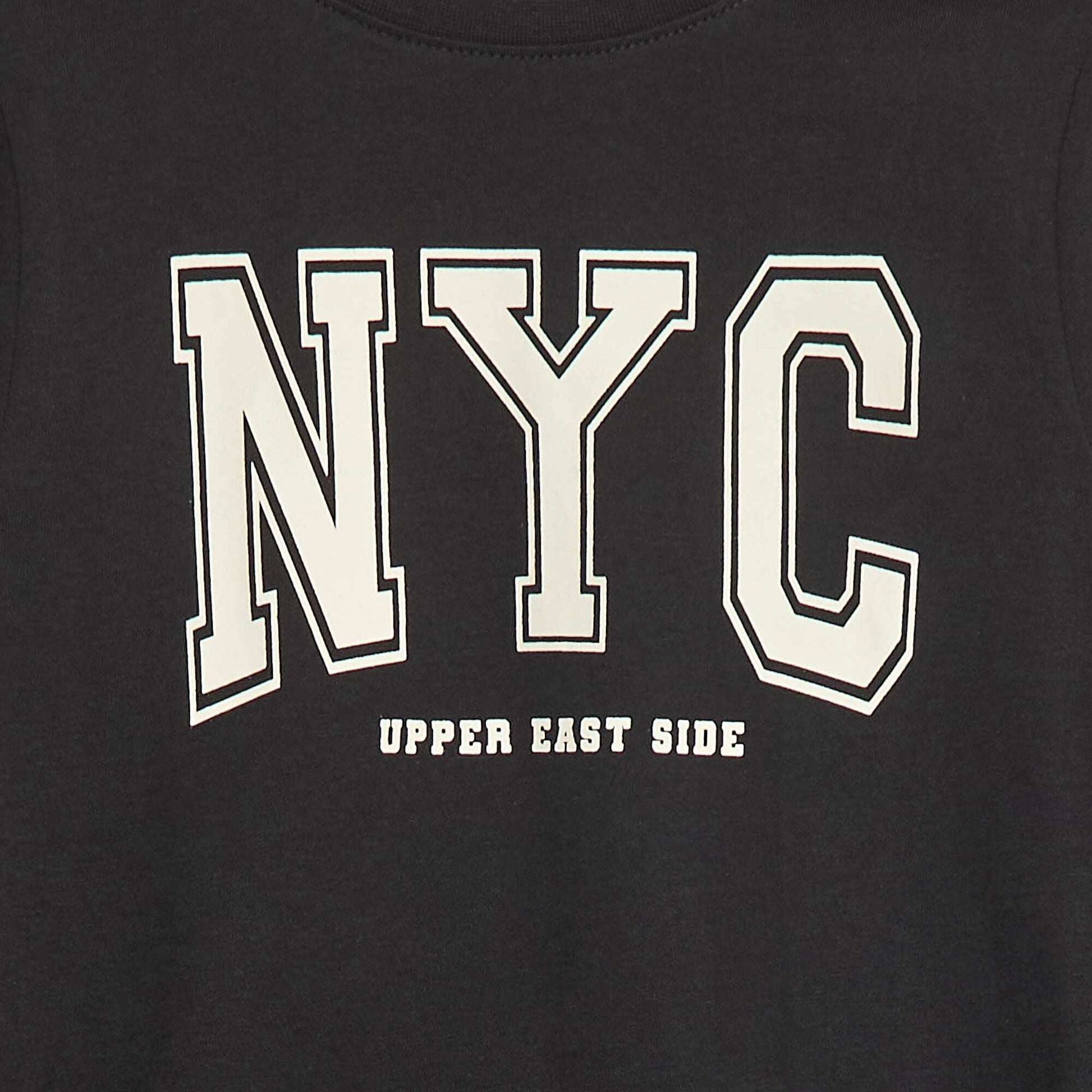 T-shirt imprimé fantaisie à manches longues NOIR