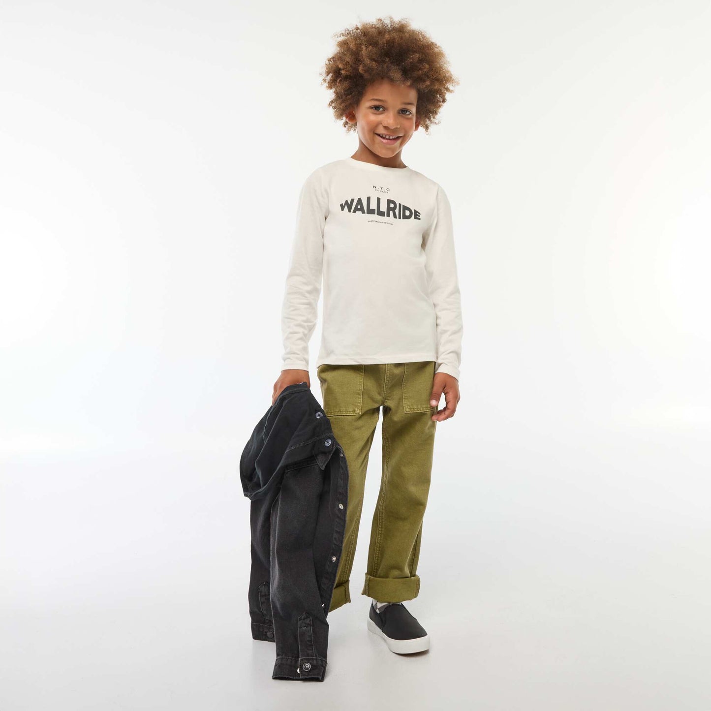 T-shirt imprimé fantaisie à manches longues BLANC