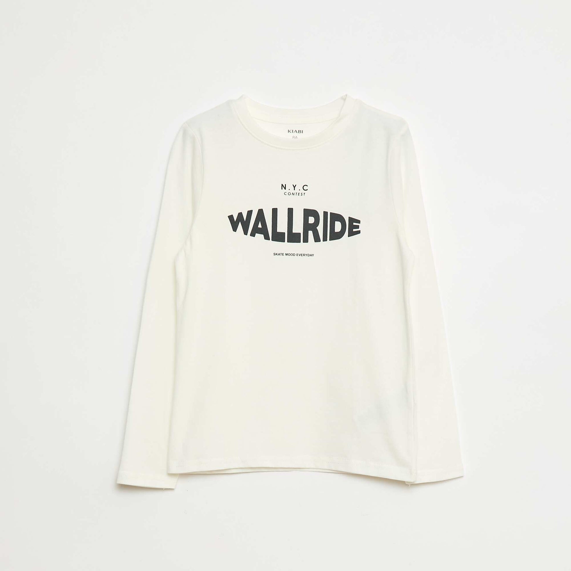 T-shirt imprimé fantaisie à manches longues BLANC