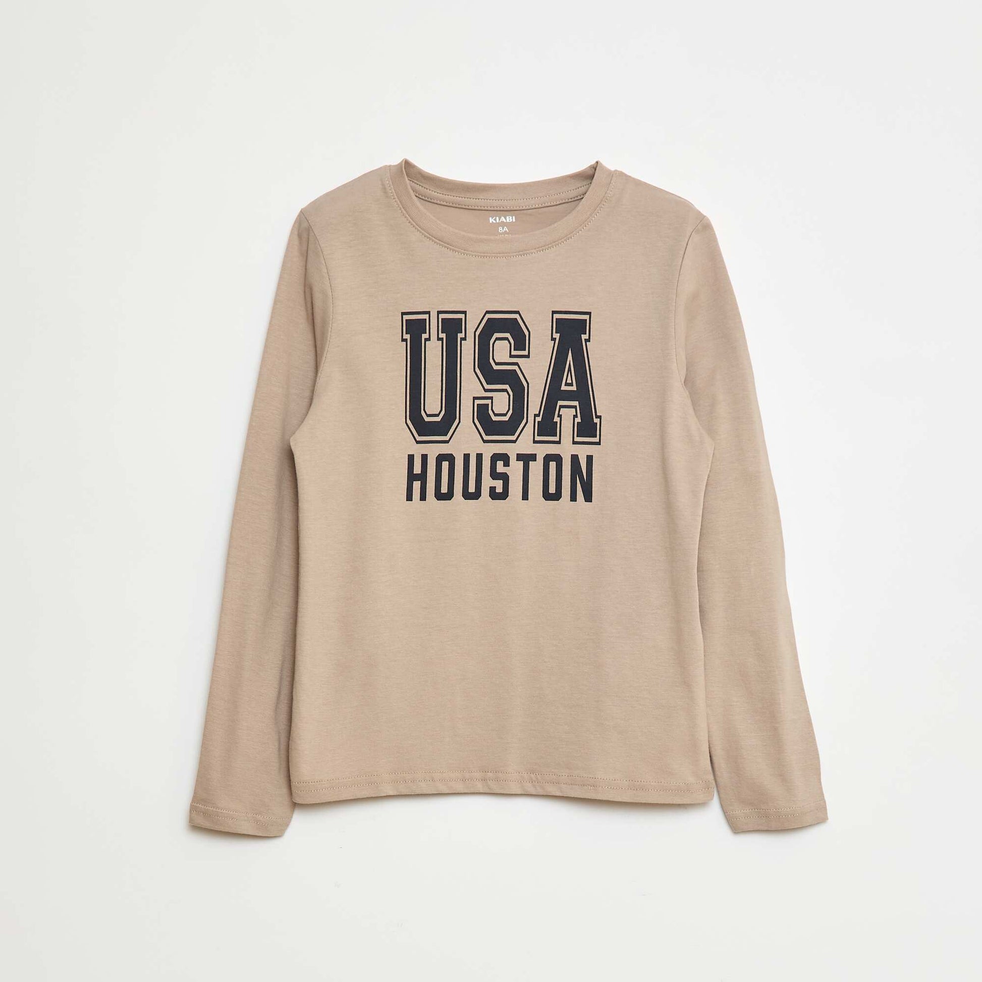 T-shirt imprimé fantaisie à manches longues BEIGE
