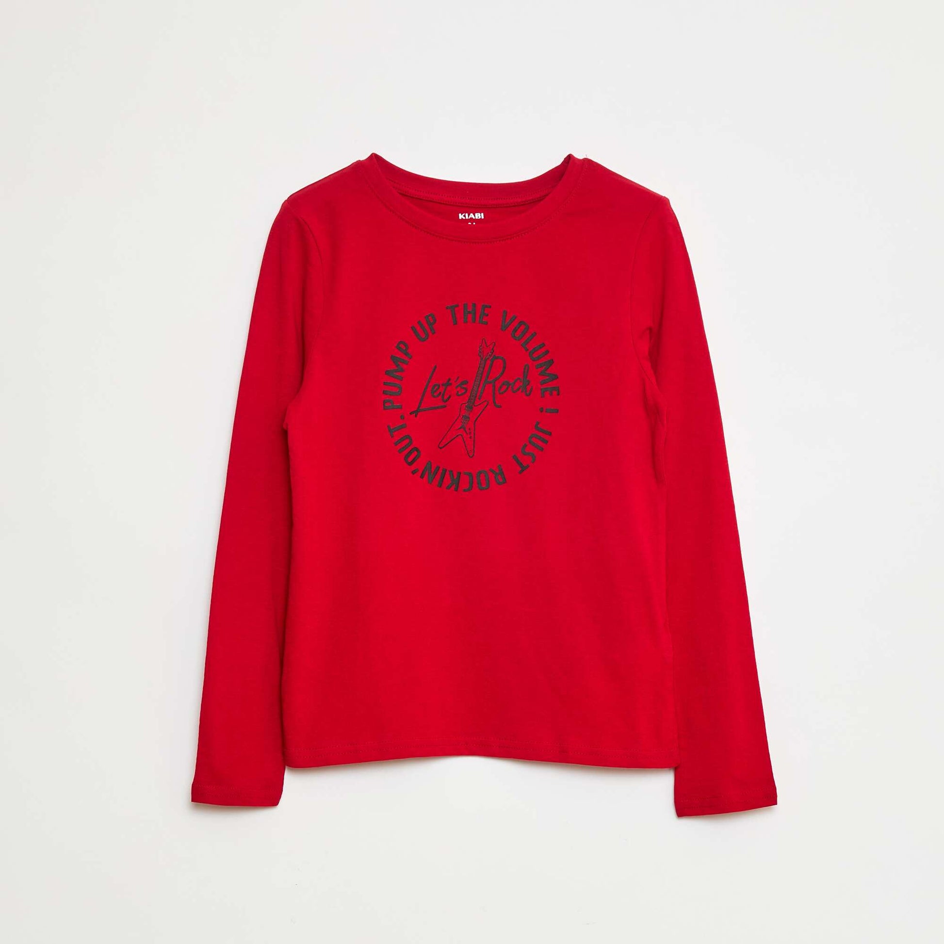 T-shirt imprimé fantaisie à manches longues ROUGE