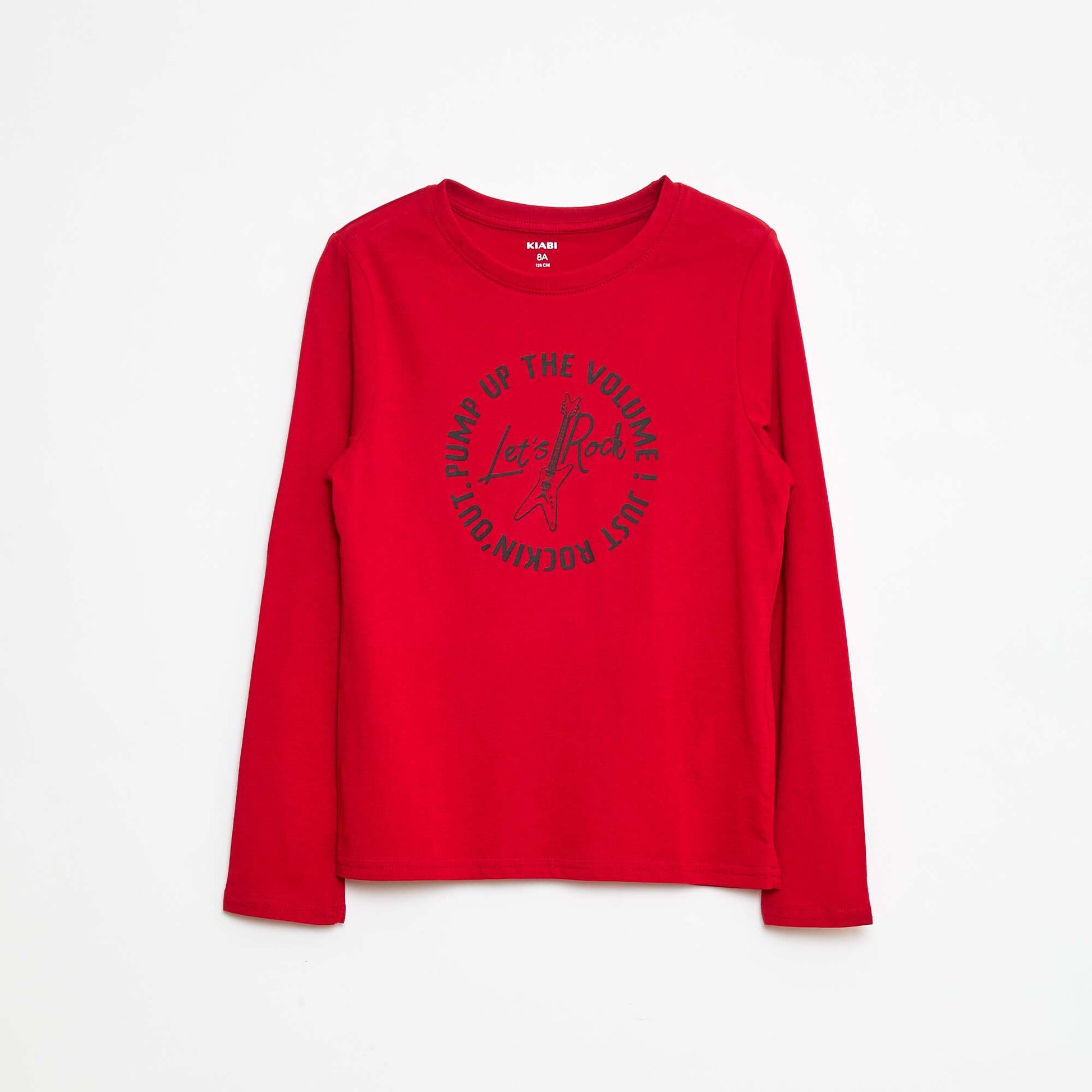 T-shirt imprimé fantaisie à manches longues ROUGE