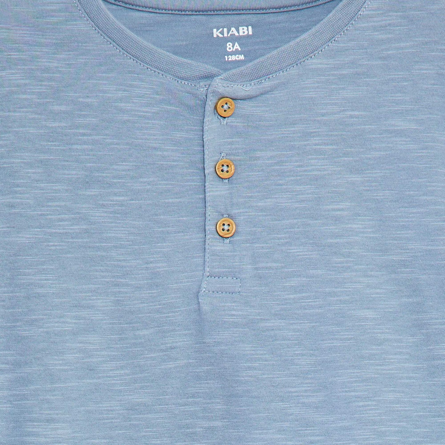 T-shirt à manches longues et col tunisien BLEU