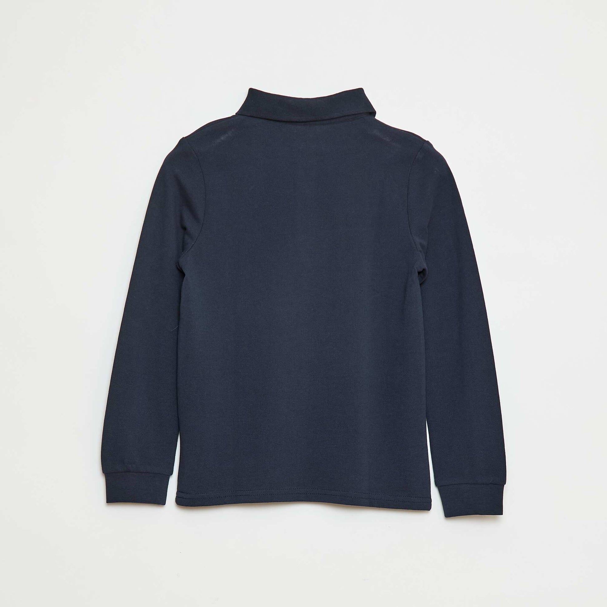 Polo manches longues en maille piquée BLEU