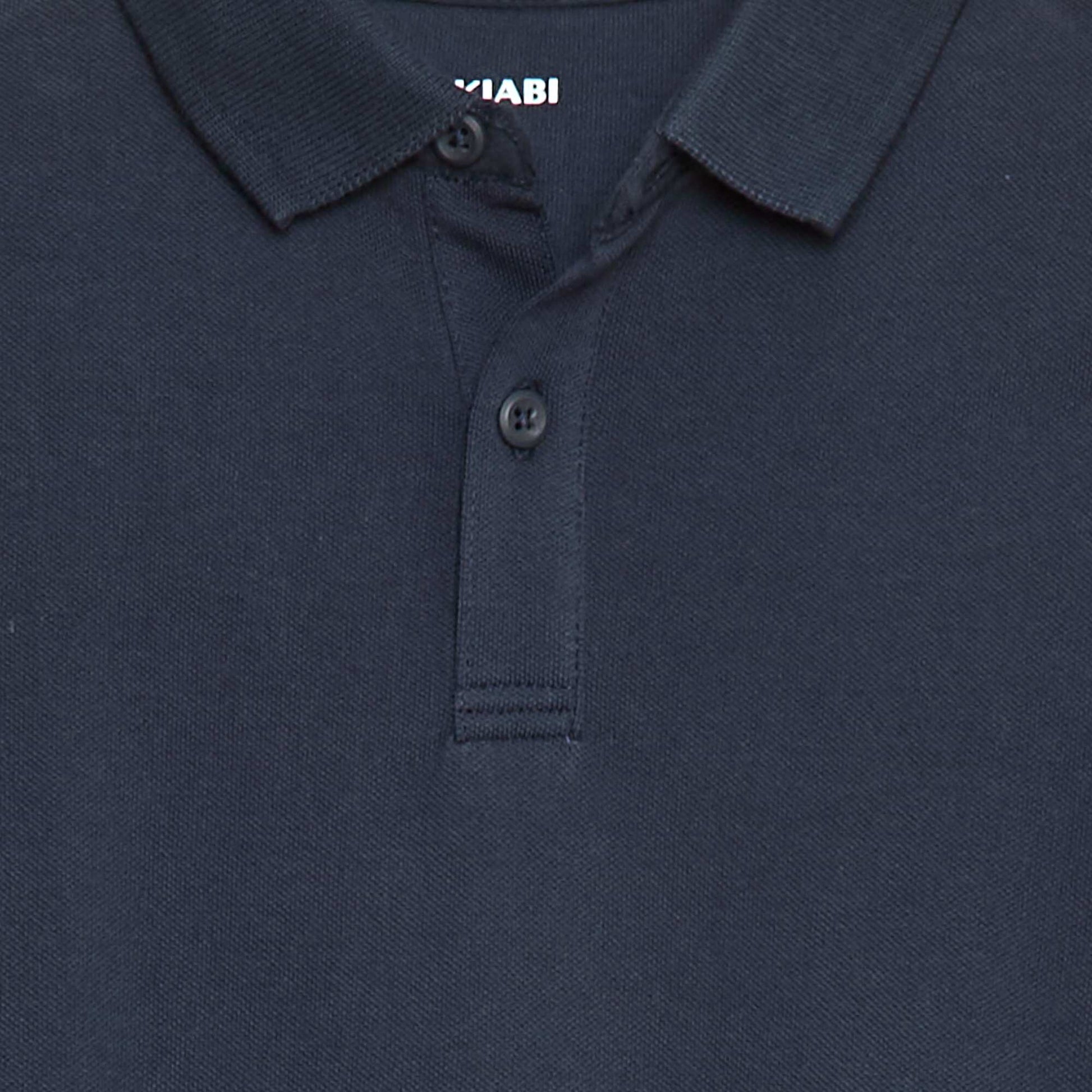 Polo manches longues en maille piquée BLEU