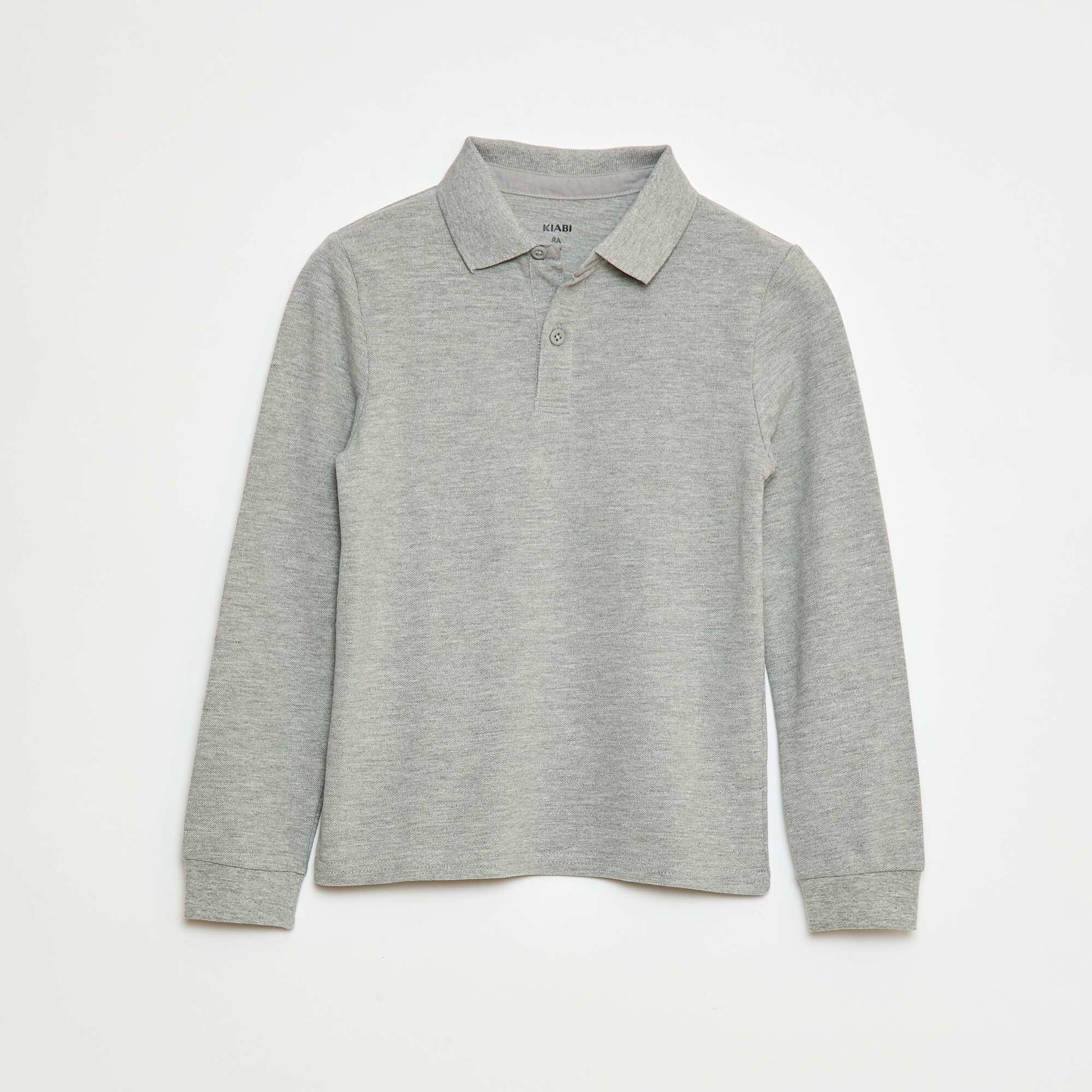 Polo manches longues en maille piquée GRIS